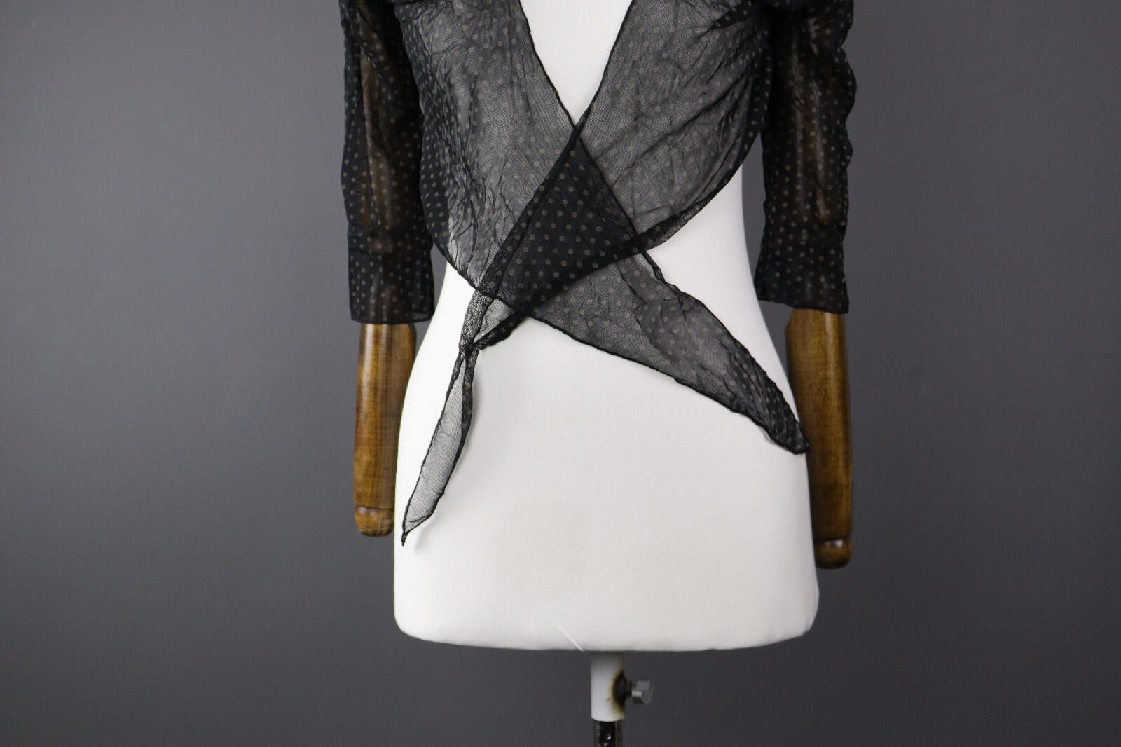 Designer Ladies Quinze Heures Trente Mesh Draped Top Cape Cardigan Size M / US 6-8 / IT 42-44 - 3 Thumbnail