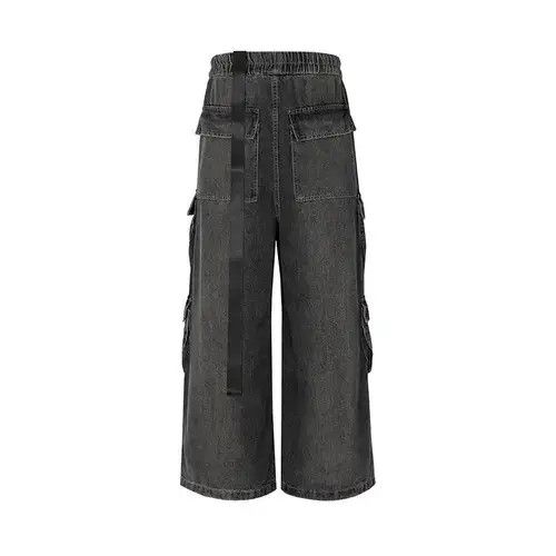 Designer × Japanese Brand × Jean Hombre Drawstring Elastic Baggy Cargo Jeans y2k Size US 34 / EU 50 - 2 Thumbnail