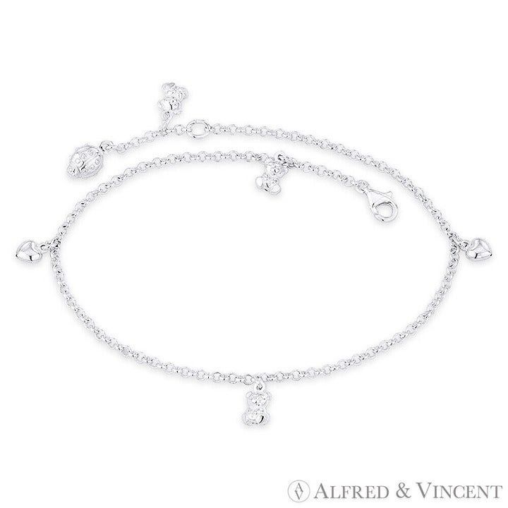 Other Heart, Teddy Bear, Ladybug, & Rolo Chain Charm Anklet Size ONE SIZE - 1 Preview