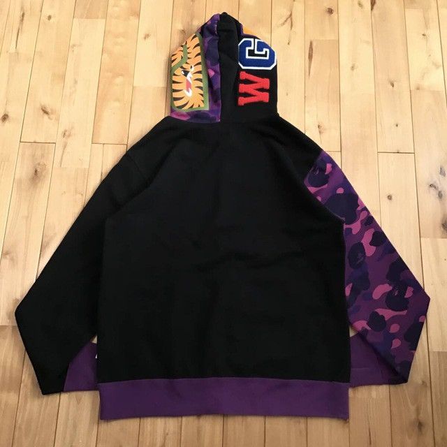 Bape BAPE Black x purple camo shark full zip hoodie a bathing ape Size US XL / EU 56 / 4 - 2 Thumbnail