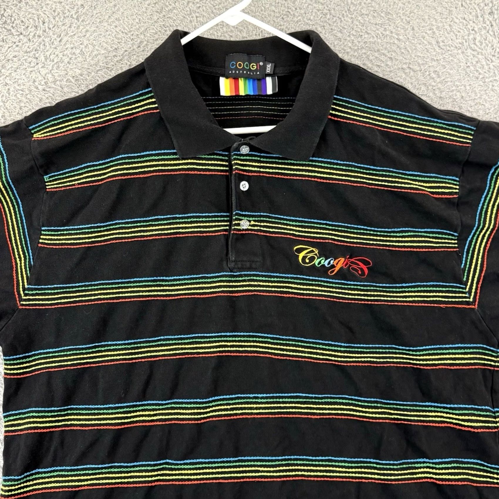 Coogi VINTAGE COOGI Shirt Men 2XL Black Polo Striped Textured Y2K Short Sleeve Hip Hop Shirt Mens 90s Grunge Retro City Short Sleeve Polo Polo Size US XXL / EU 58 / 5 - 3 Thumbnail