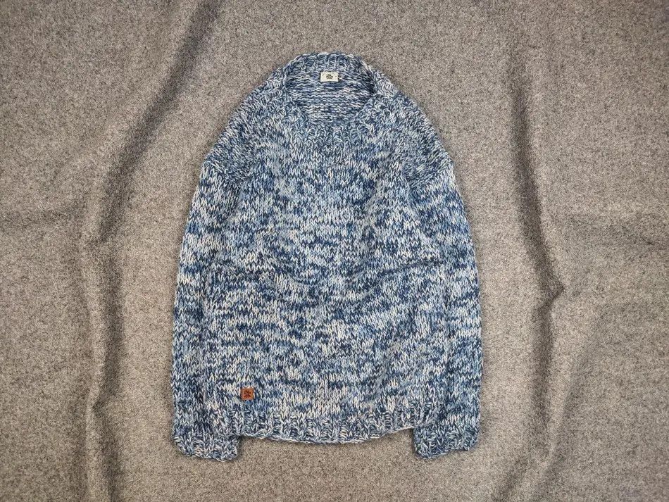 Designer Pachamama Design Handmade Knit Wool Blue Pullover Sweater Size US L / EU 52-54 / 3 - 1 Thumbnail