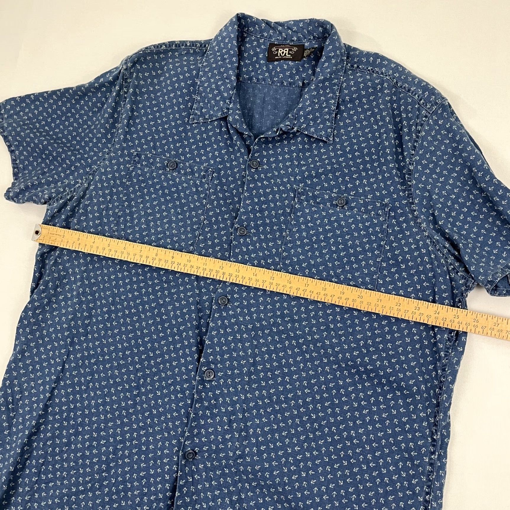 Nautica RRL Double RL Ralph Lauren Shirt Mens 2XL Blue Anchor Nautical Boat Linen Preppy Size US XXL / EU 58 / 5 - 5 Thumbnail