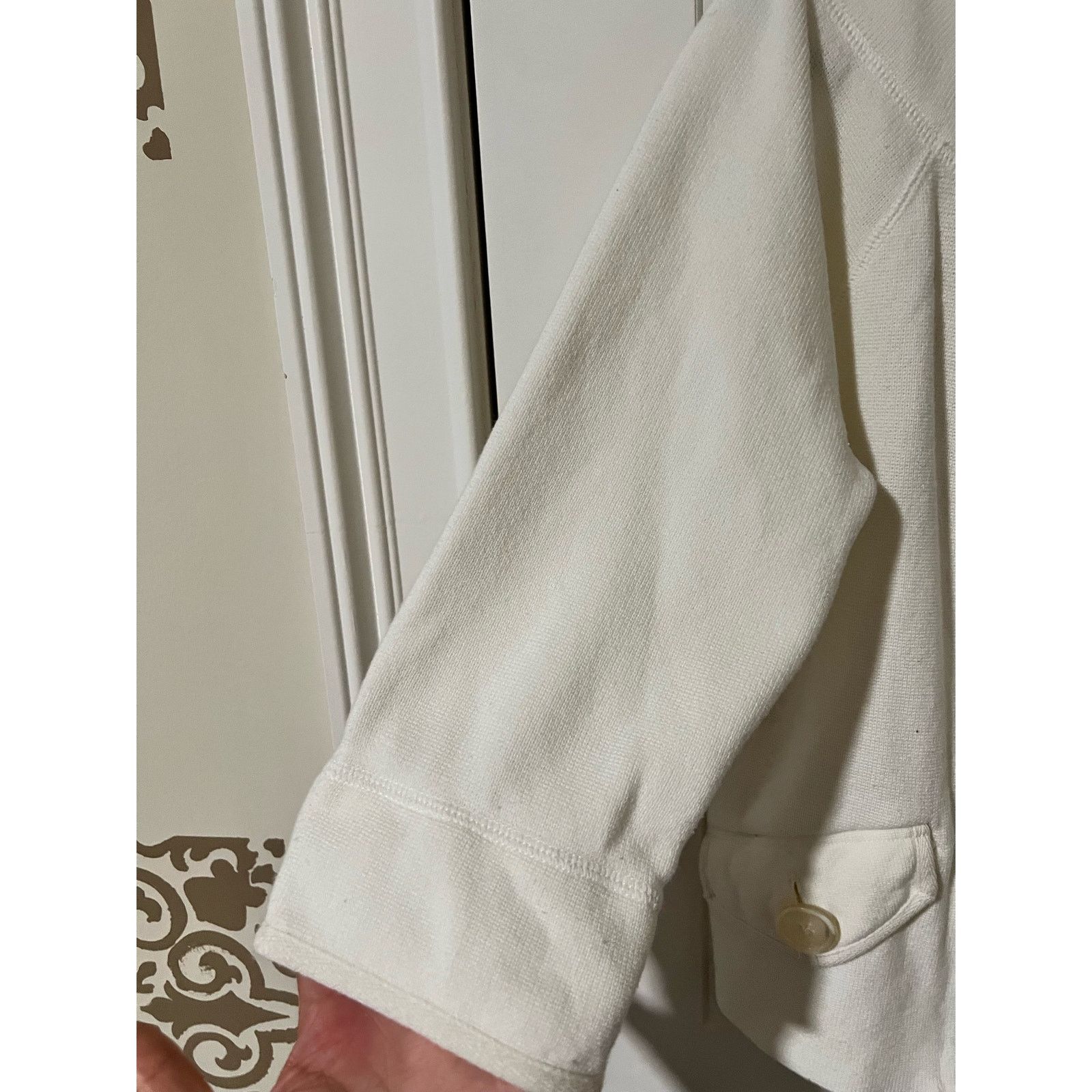Ralph Lauren Women's Ivory White Linen Blend Peacoat 3/4 Sleeves Jacket M Size M / US 6-8 / IT 42-44 - 3 Thumbnail