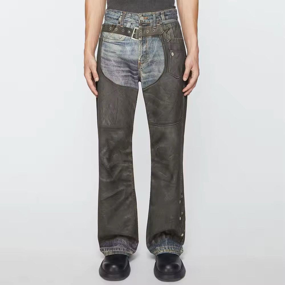 Jean High Street Pu Leather Patchwork Size US 31 - 2 Thumbnail
