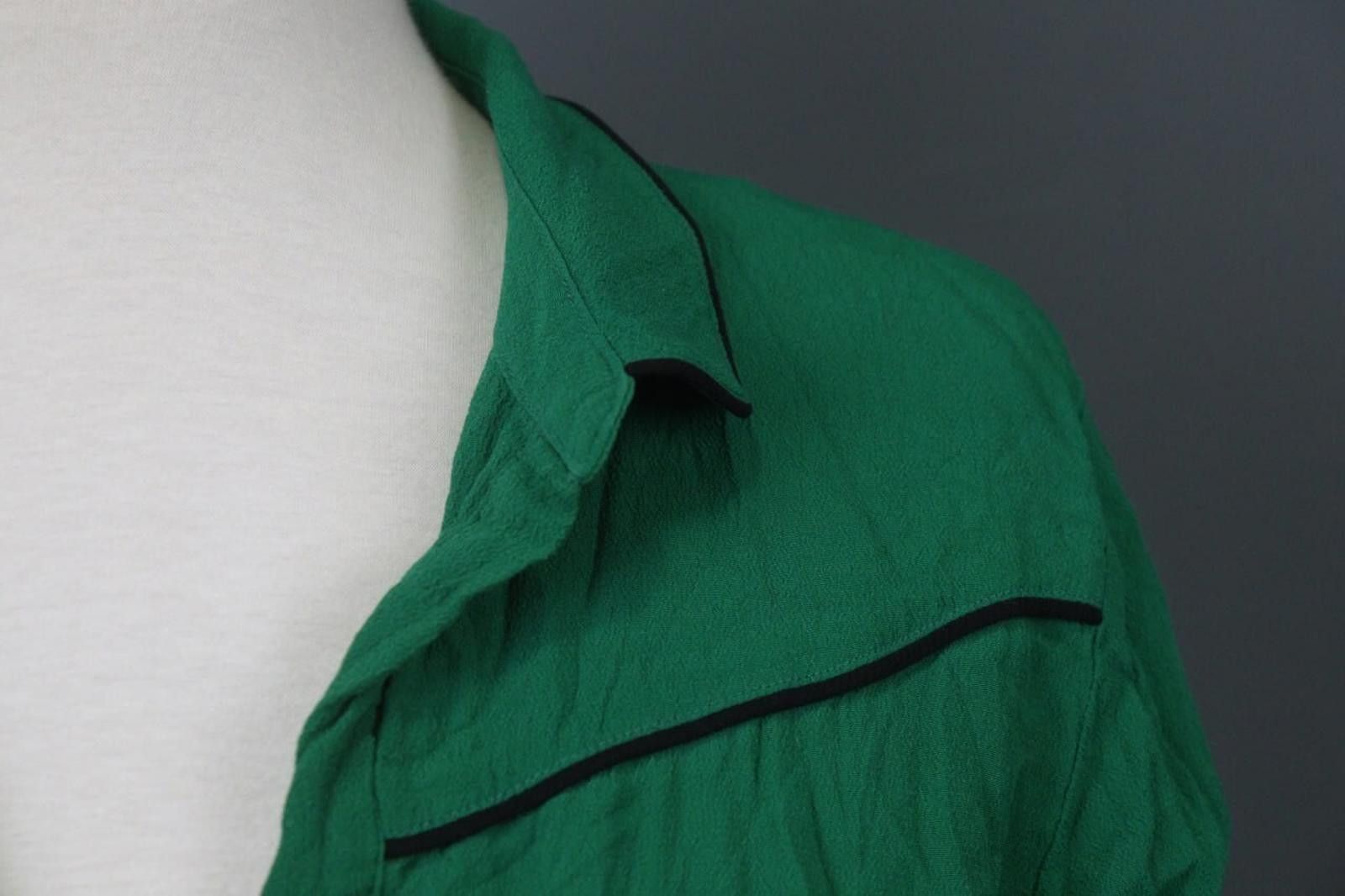 Wilkes Bashford Ba&sh Green Pleated Black Piping 3/4 Tunic Dress Size 1 Size M / US 6-8 / IT 42-44 - 5 Thumbnail