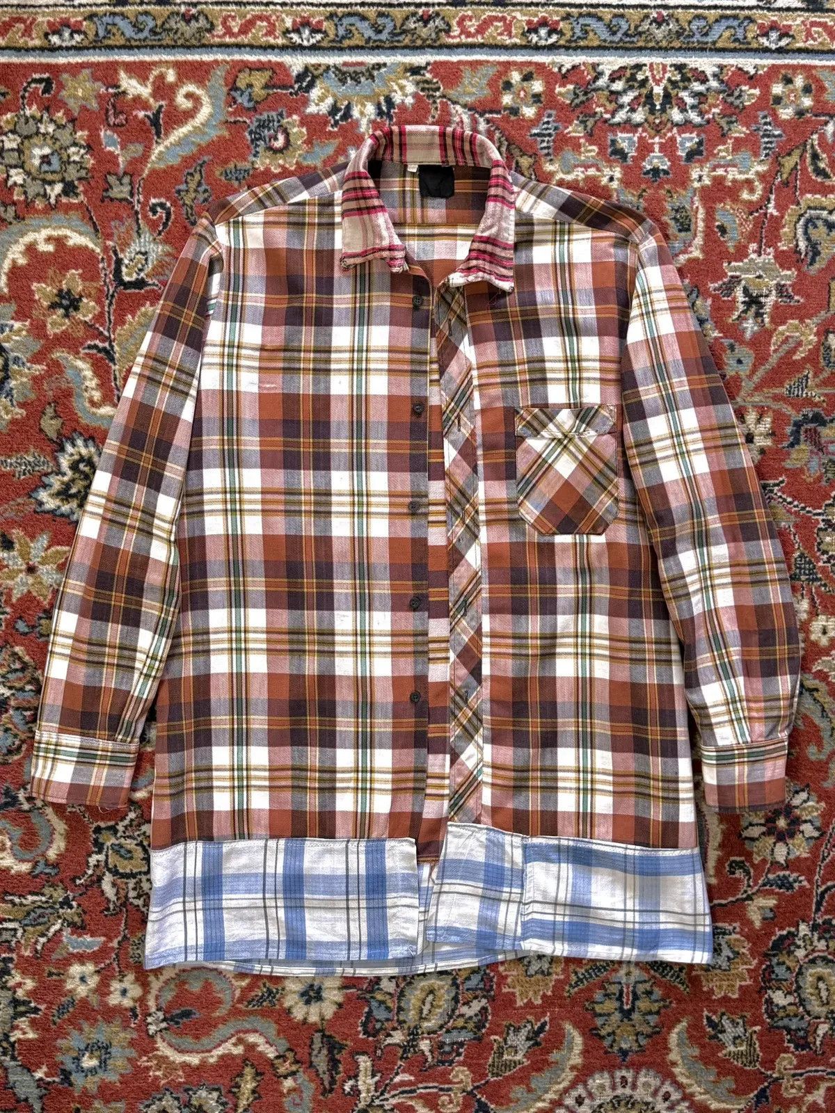Vintage 80s Vintage Flannel Distressed Reconstructed Check Shirt Size US L / EU 52-54 / 3 - 8 Thumbnail
