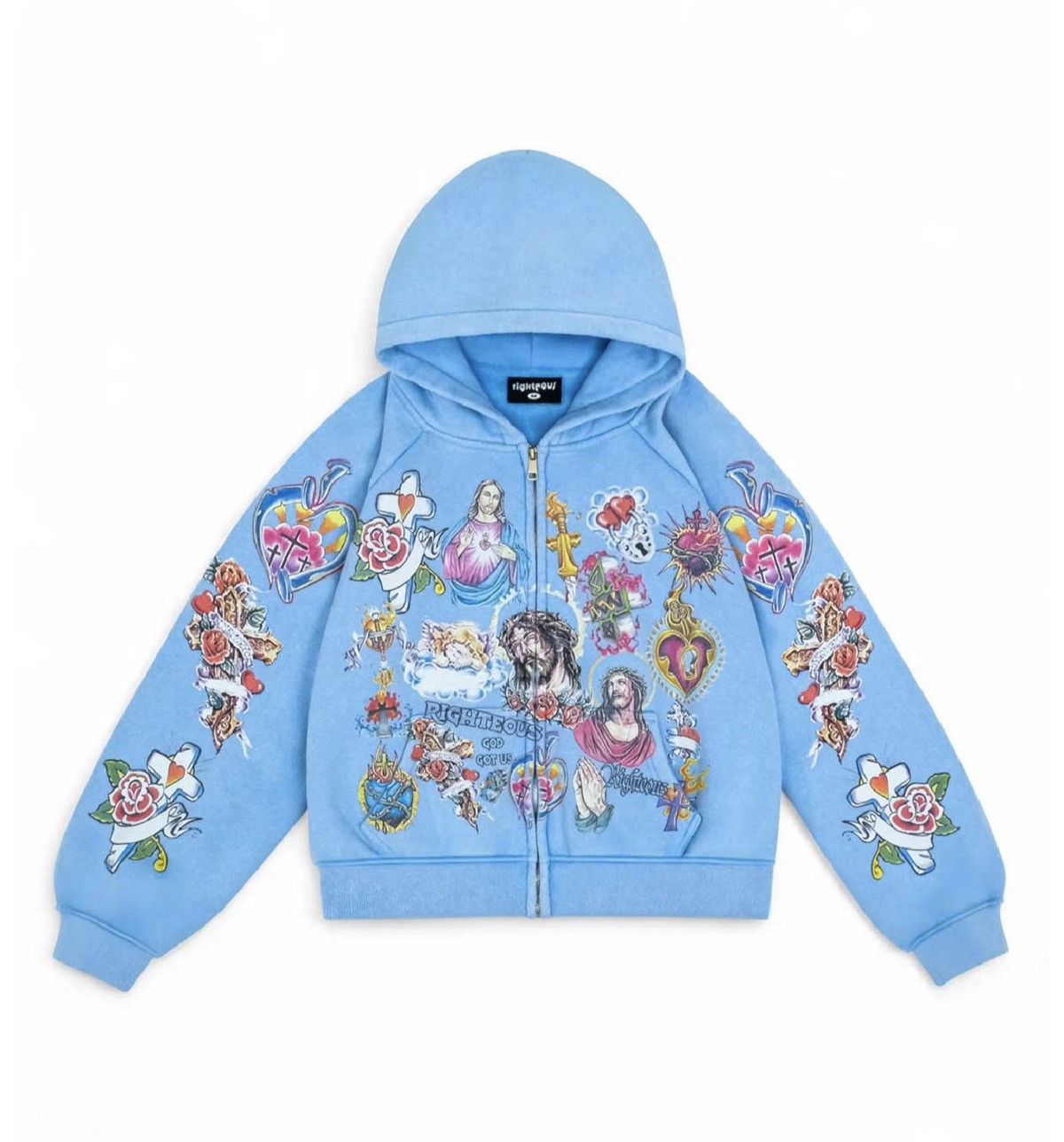 Other We Are Righteous 'Risen King' Baby Blue Zip Up Hoodie Size US L / EU 52-54 / 3 - 1 Preview