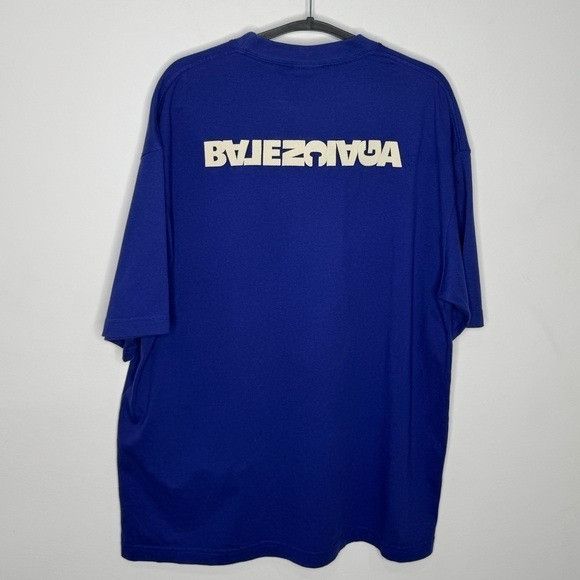 Balenciaga Balenciaga Turn Logo Oversized Crewneck T-Shirt Blue Indigo Size US S / EU 44-46 / 1 - 5 Thumbnail