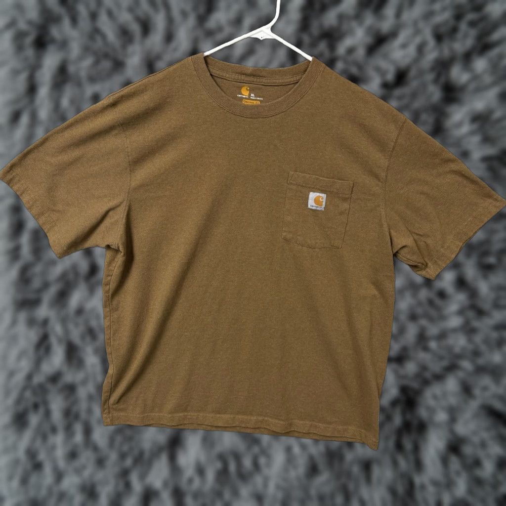 Carhartt Carhartt Shirt Mens XL Brown Heavyweight Pocket Tee Original Fit K87 Workwear Size US XL / EU 56 / 4 - 1 Thumbnail