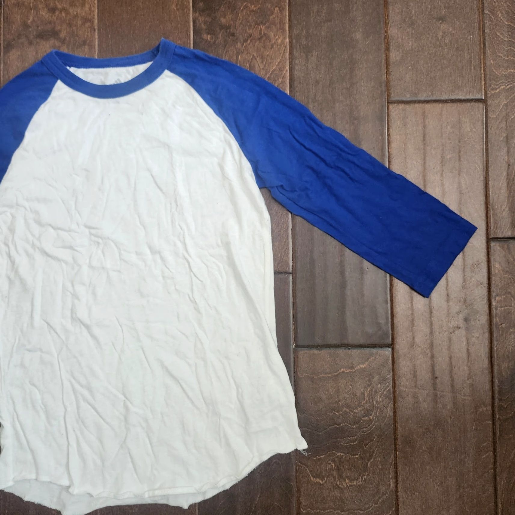 Adidas Adidas T-Shirt Raglan 3/4 Sleeve Mens Junior Medium Blue White Crew Neck Multicolor Cotton Shirt Tee Size US M / EU 48-50 / 2 - 5 Thumbnail