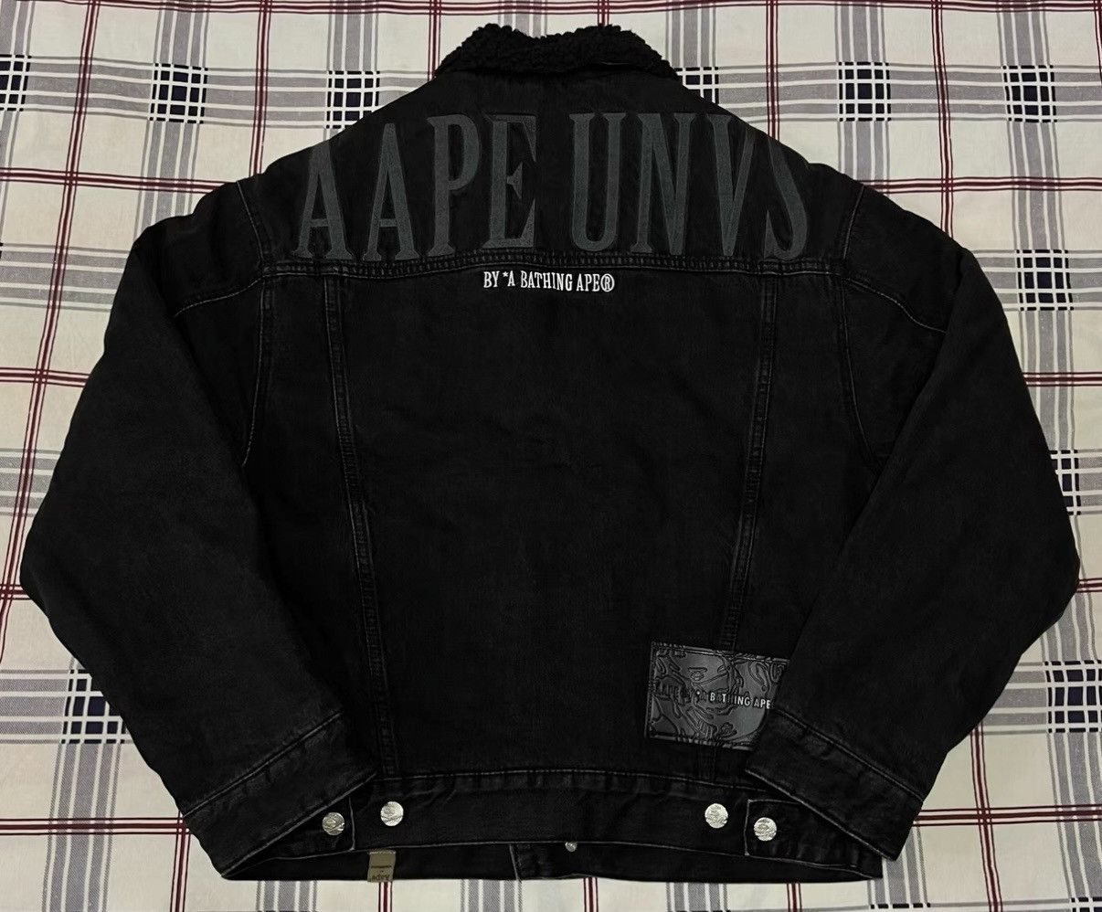 Bape AAPE OG Nigo era shearling jacket, latest black denim jacket Size US M / EU 48-50 / 2 - 9 Thumbnail