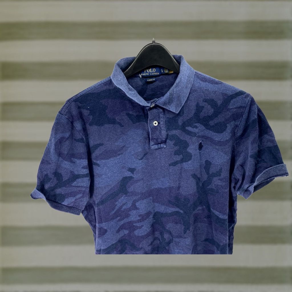Ralph Lauren Ralph Lauren Polo Shirt Men L Blue Camouflage Short Sleeve Pullover Size US L / EU 52-54 / 3 - 1 Thumbnail