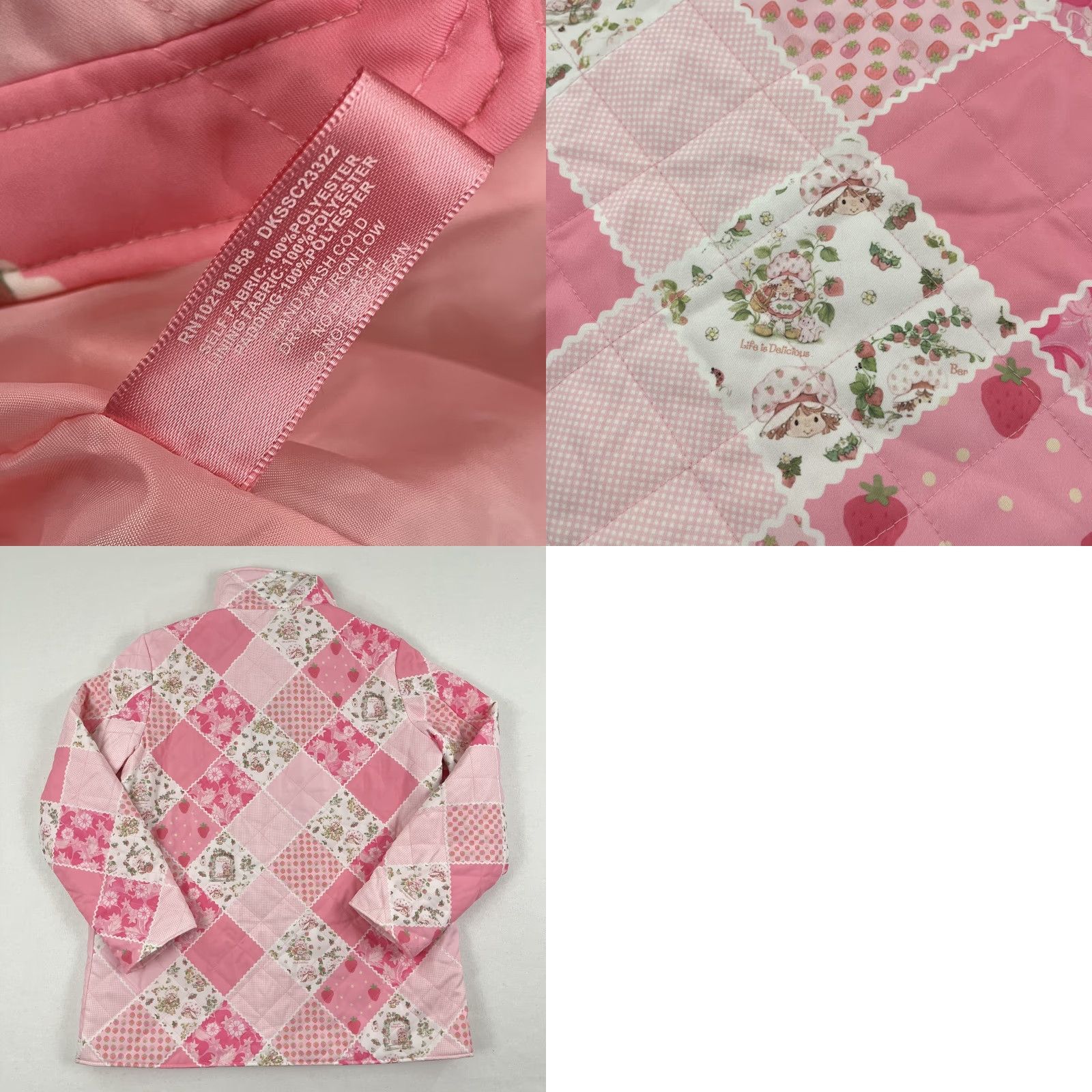 Dolls Kill Dolls Kill x Strawberry Shortcake Jacket Womens Small Pink Quilted Extra Serving Quilted Jacket Style Pocket Collared Lightweight Vintage: No Size S / US 4 / IT 40 - 8 Thumbnail