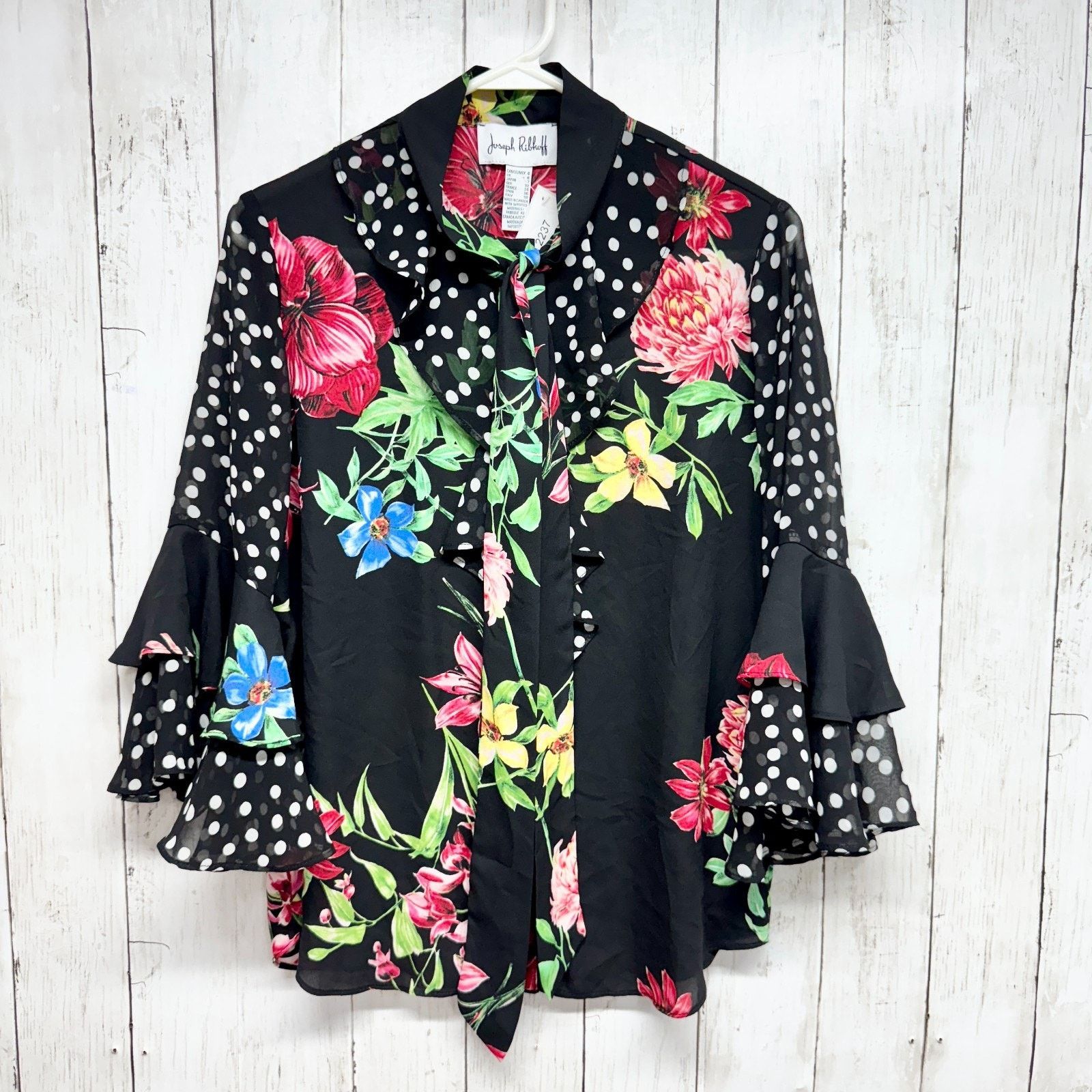 Joseph Ribkoff Joseph Ribkoff Size 4 Floral Button Down Short Sleeve Shirt Size S / US 4 / IT 40 - 1 Thumbnail