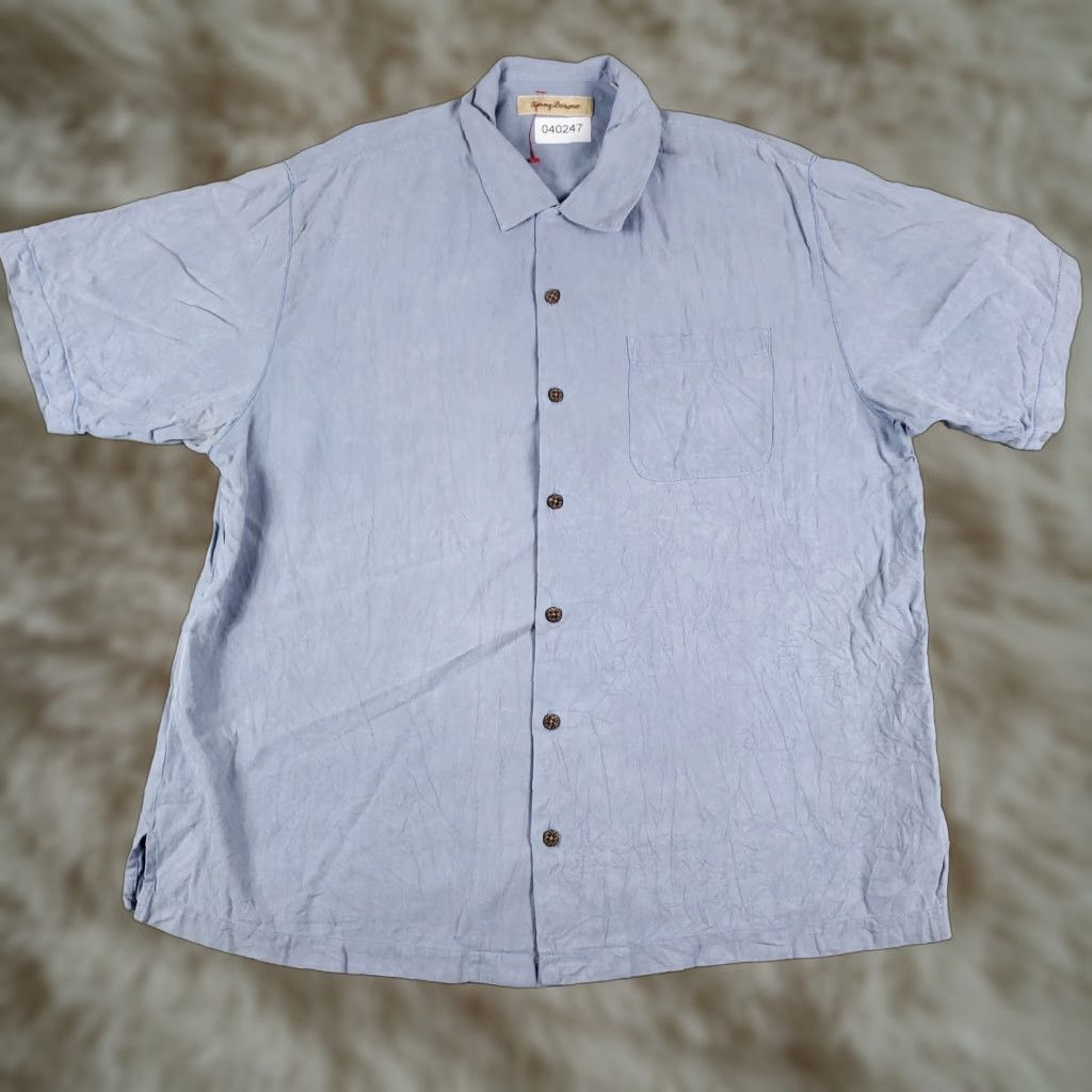 Tommy Bahama VINTAGE Tommy Bahama Shirt Mens XL Blue Aloha Hawaiian Button-Up Short Sleeve Shirt - Silk, Casual Beachwear, 90s Style, Men's XL Blue Size US XL / EU 56 / 4 - 1 Thumbnail
