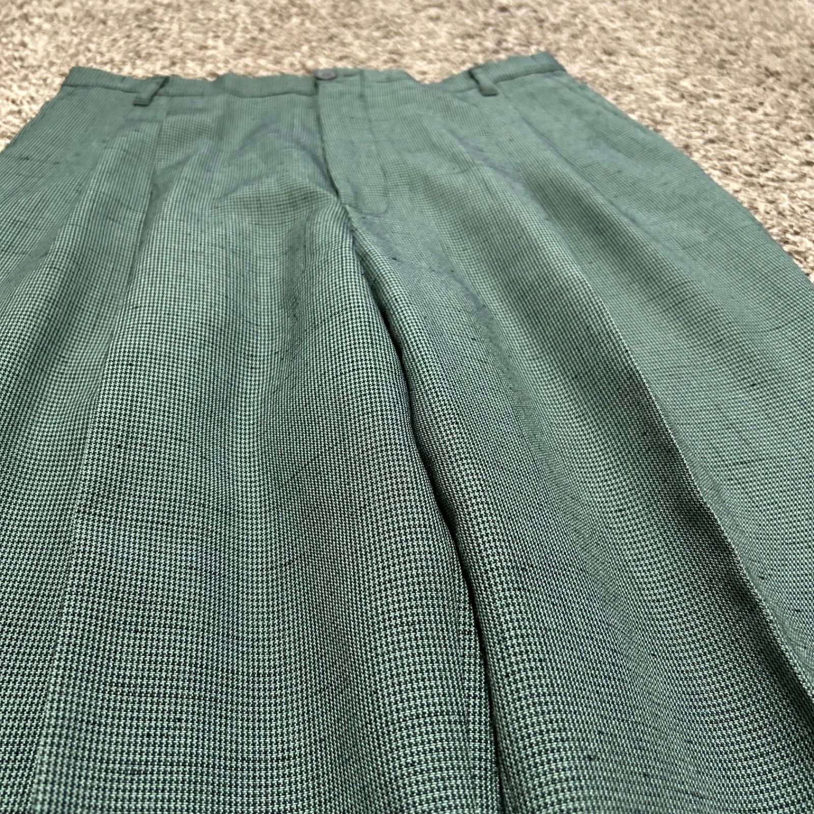 Vintage Vintage 70s Houndstooth Pants Polyester Dark Green 30x29 Size US 30 / EU 46 - 13 Thumbnail