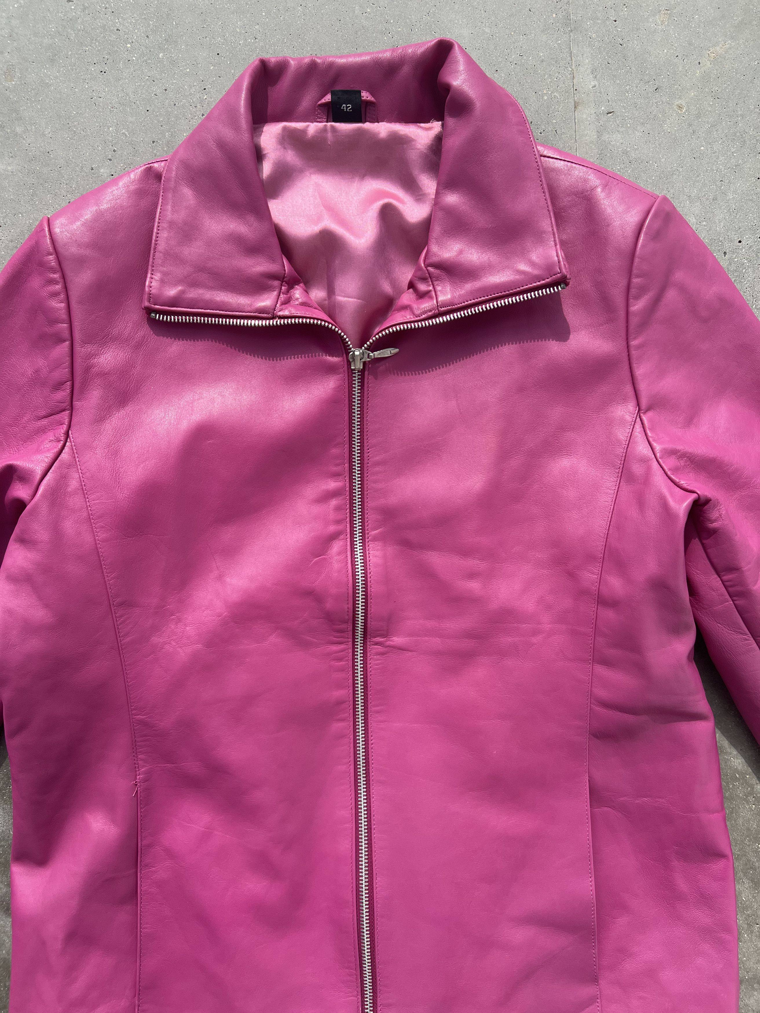 Vintage pink leather jacket genuine Size XL / US 12-14 / IT 48-50 - 2 Thumbnail
