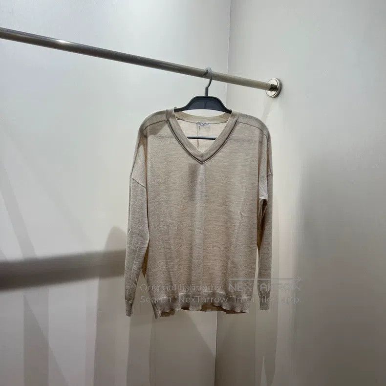 Brunello Cucinelli Brunello Cucinelli 24SS solid color V-neck casual long-sle Size S / US 4 / IT 40 - 1 Thumbnail