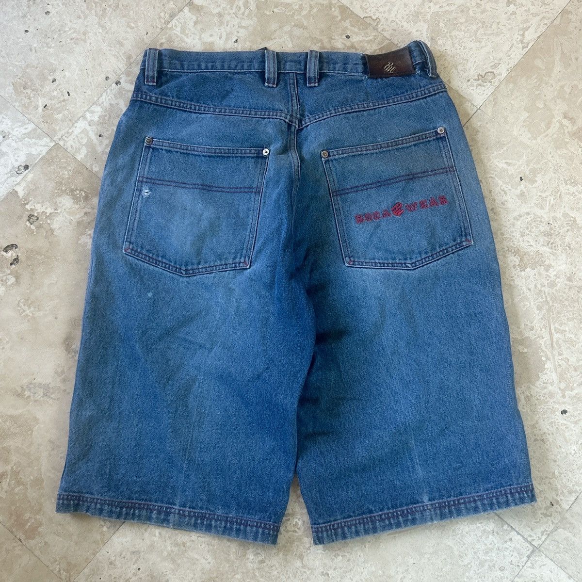 Rocawear VINTAGE BLUE ROCAWEAR DISTRESSED JORTS Size US 35 - 2 Thumbnail