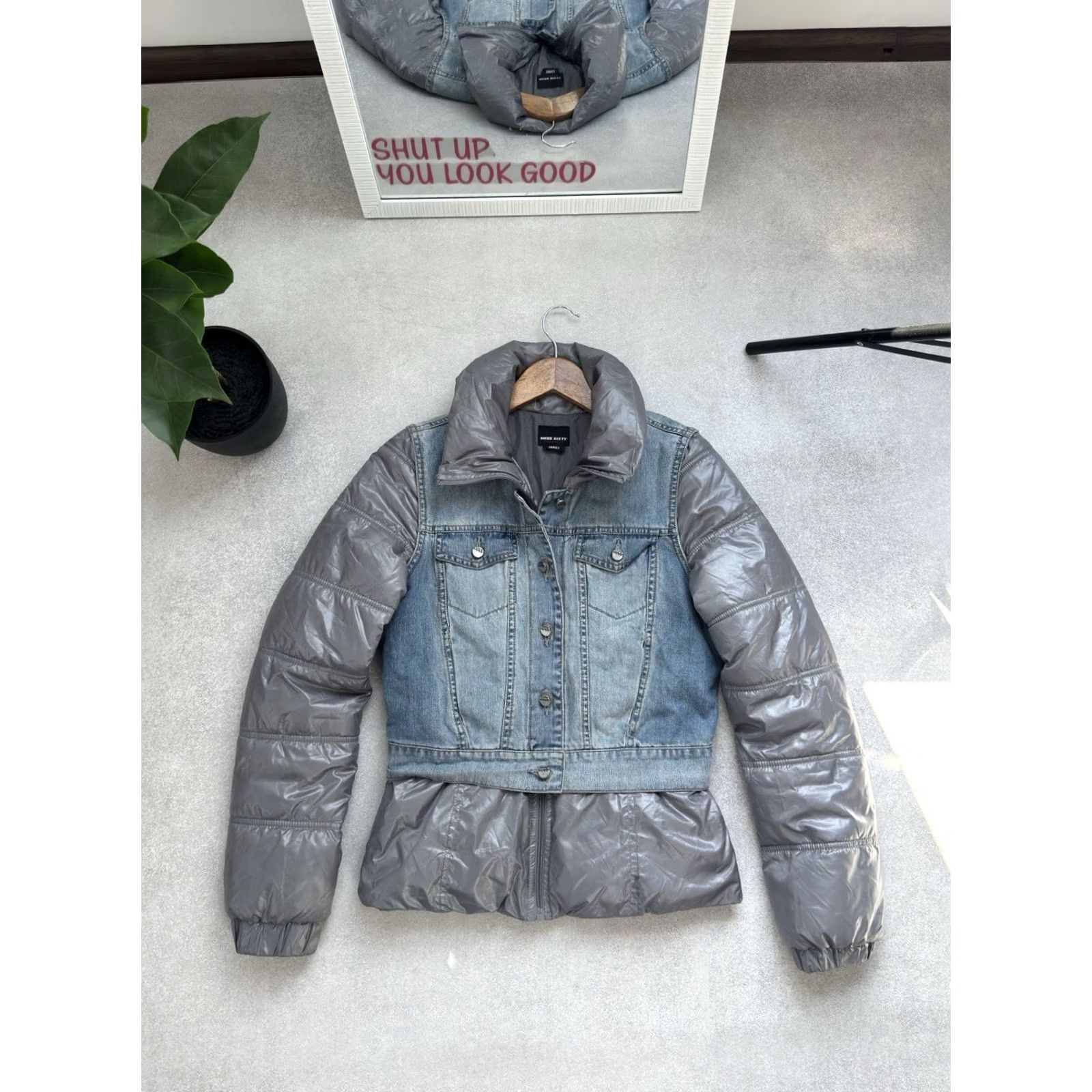 Miss Sixty VINTAGE Miss Sixty Y2K Rare Down Puffer Denim Jacket S Womens Gray 90s Designer Fashion Streetwear Italy Avant Garde Shirt/Jacket Size S / US 4 / IT 40 - 2 Thumbnail
