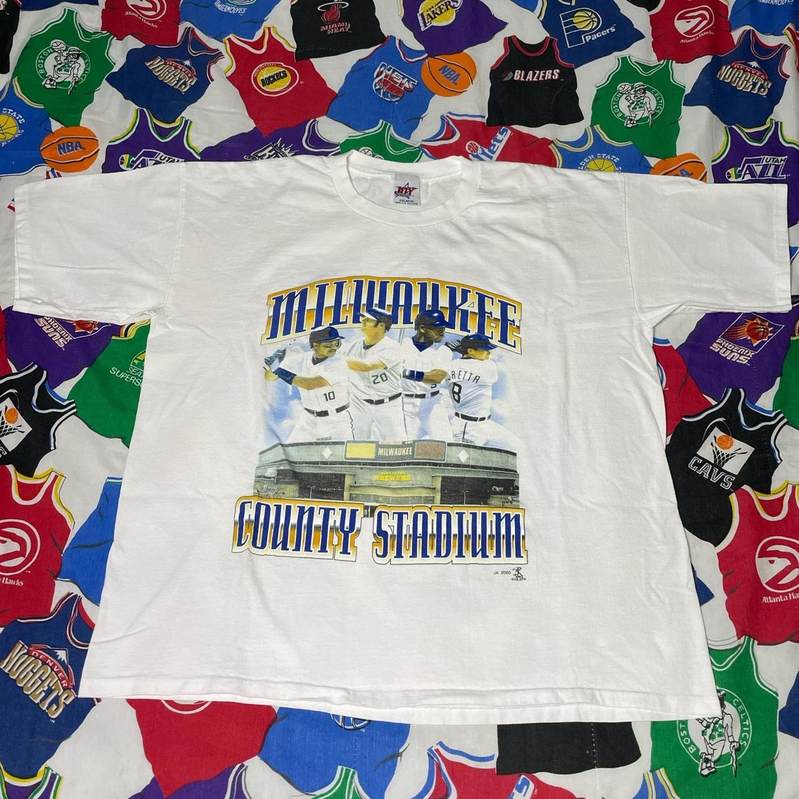 MLB × Vintage Y2K 2000 MLB Milwaukee Brewers County Stadium Baseball Tee Size US XXL / EU 58 / 5 - 1 Thumbnail