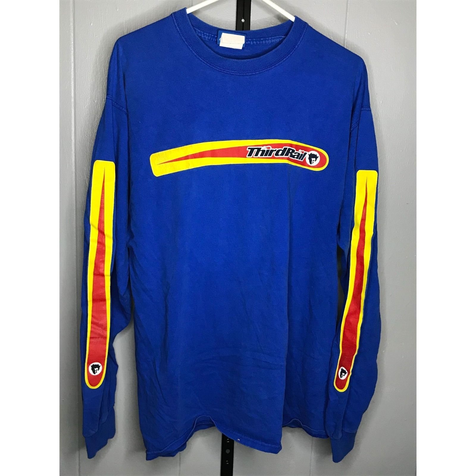Vintage Vintage 90s Third Rail Skateboards Devil Grunge Long T-Shirt Size US XL / EU 56 / 4 - 1 Thumbnail