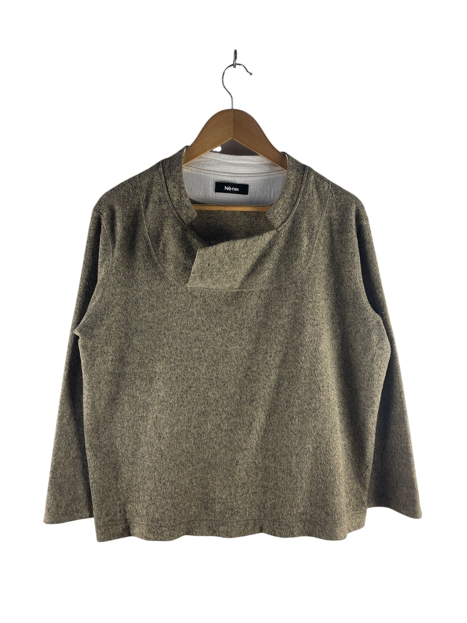 Ne-Net Né-net Asymmetrical Collar Knit Pullover Japanese Designer Size US L / EU 52-54 / 3 - 1 Thumbnail