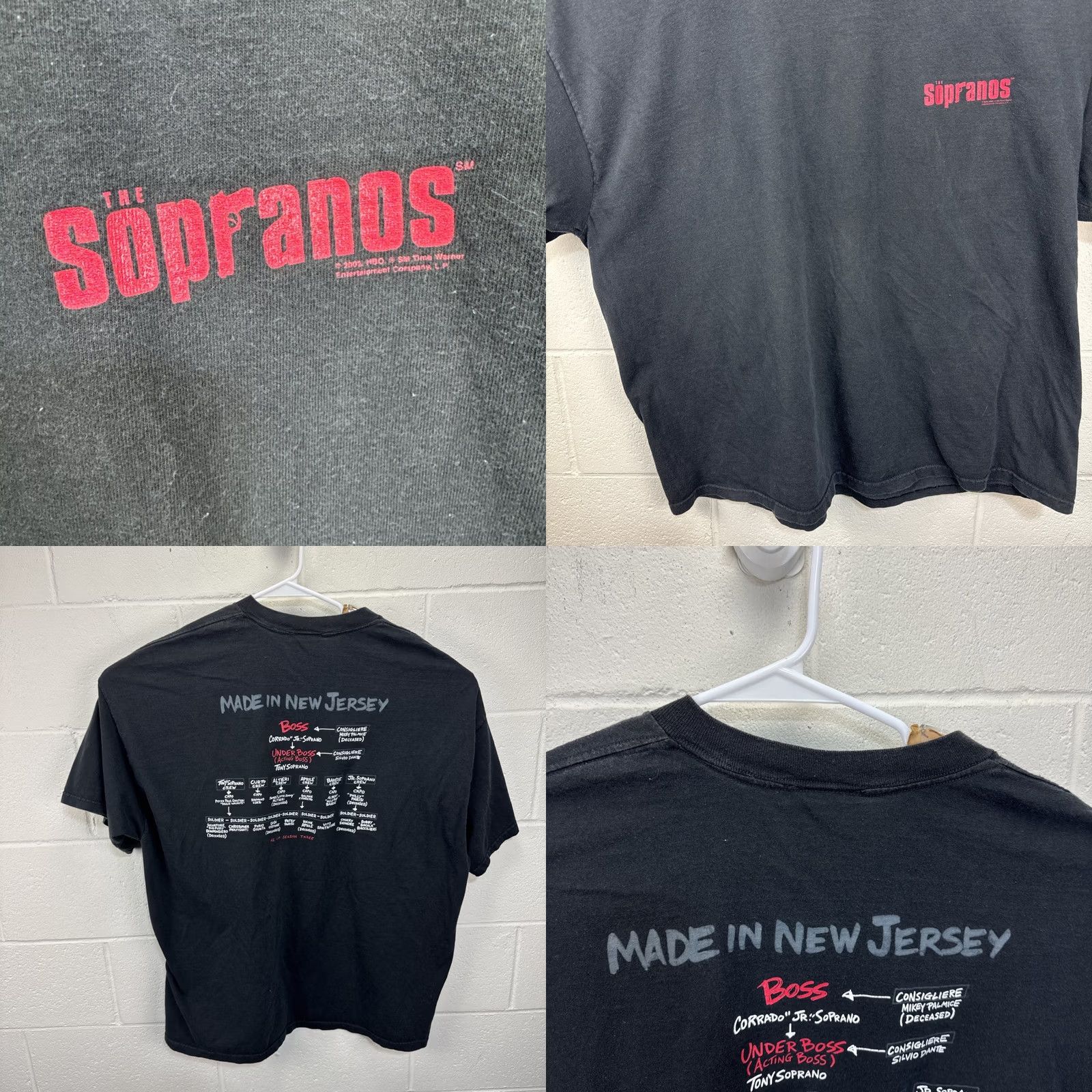 Vintage VINTAGE The Sopranos HBO “Made In New Jersey” Family Tree T-Shirt Sz 3XL Black Mens Crew Neck Graphic Print 90s TV Movie SOPRANOS Size US XXL / EU 58 / 5 - 8 Thumbnail