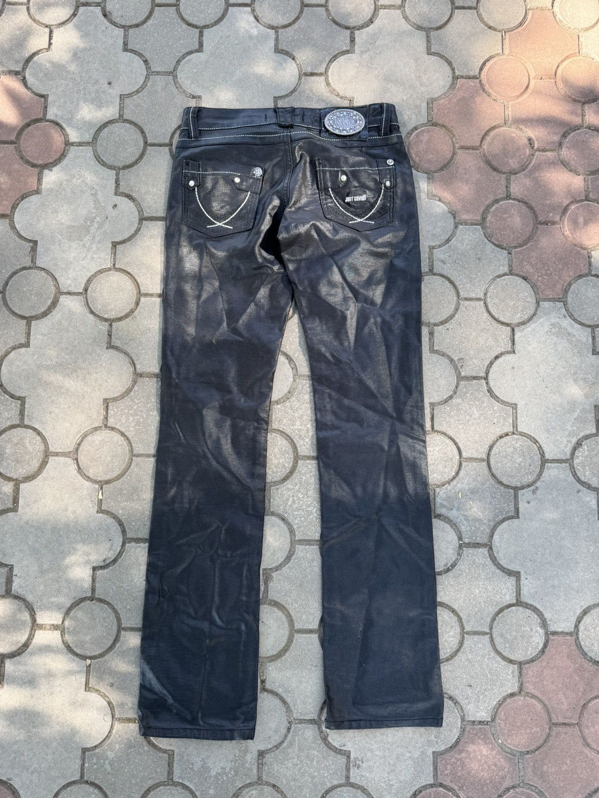 Just Cavalli Archive Just Cavalli Black Waxed Jeans Y2K Size 26" / US 2 / IT 38 - 1 Thumbnail