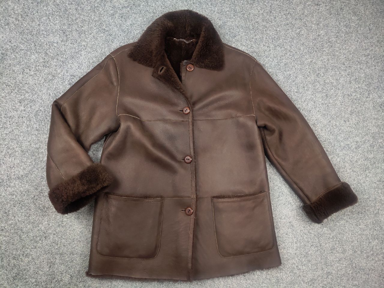 Gallotti Gallotti Bacis Brown Leather Shearling Fur-Lined Coat Jacket Size US M / EU 48-50 / 2 - 1 Thumbnail