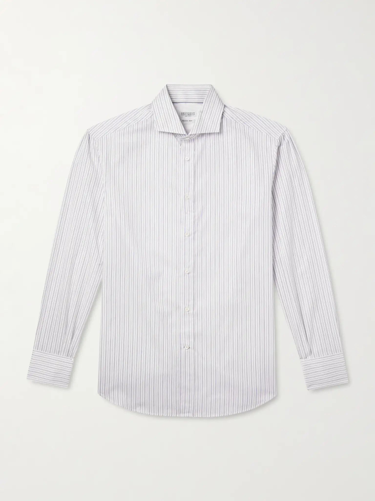 Brunello Cucinelli o1y0526 Striped Shirt in White Size US M / EU 48-50 / 2 - 1 Thumbnail
