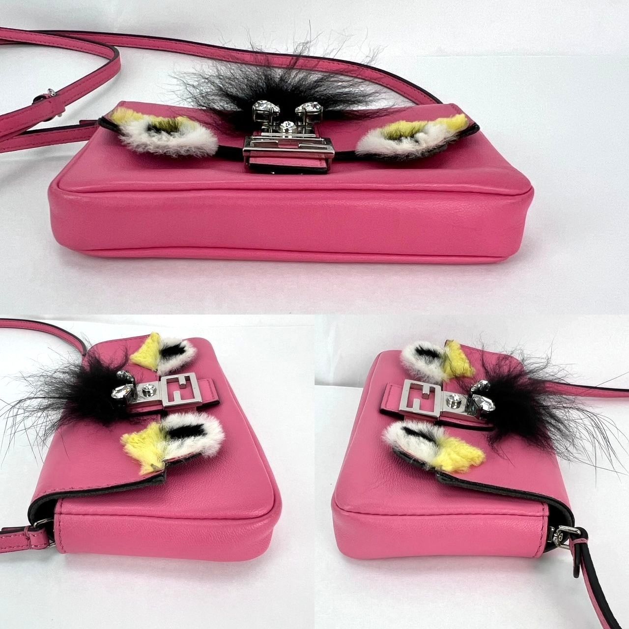 Fendi Fendi Monster Baguette Pink Leather Micro Crossbody Bag Size ONE SIZE - 5 Thumbnail