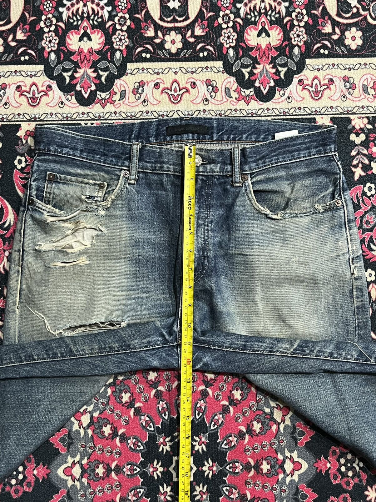 Undercover × Uniqlo Vintage Uniqlo Blue Faded Washed Trashed Straight Leg Jeans Size US 32 / EU 48 - 12 Thumbnail