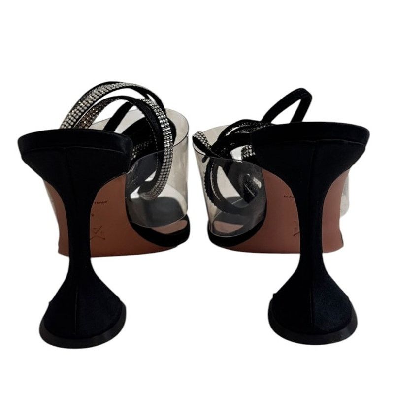 Amina Muaddi Amina Muaddi Zula Black Satin Crystal Martini Heel Sandal 39 Size US 8.5 / IT 38.5 - 11 Thumbnail