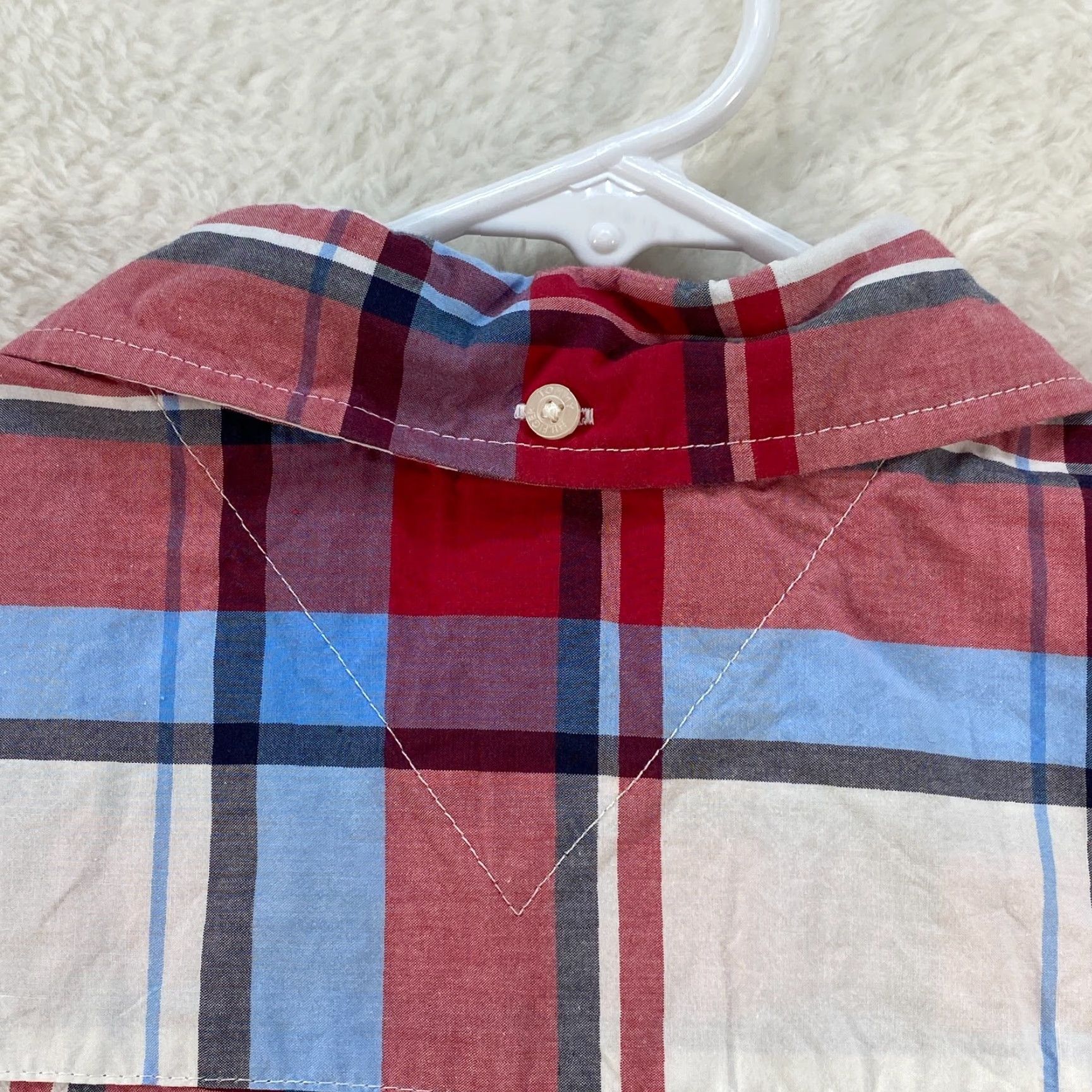 Tommy Hilfiger Tommy Hilfiger Mens Shirt XL Plaid Red Blue White Button Up Short Sleeve Size US XL / EU 56 / 4 - 3 Thumbnail