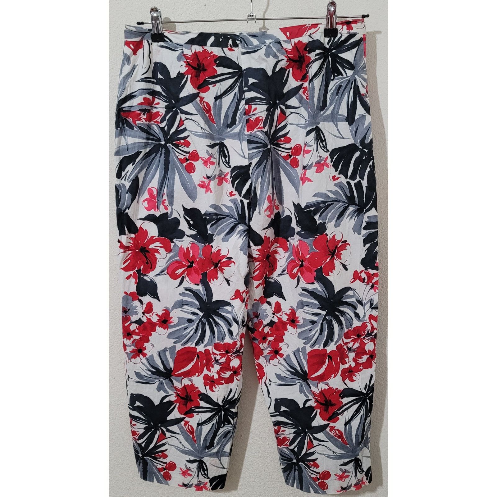 Other Ilyza Red Black White Floral Ankle Length Pants 12 Size 34" / US 12 / IT 48 - 3 Thumbnail