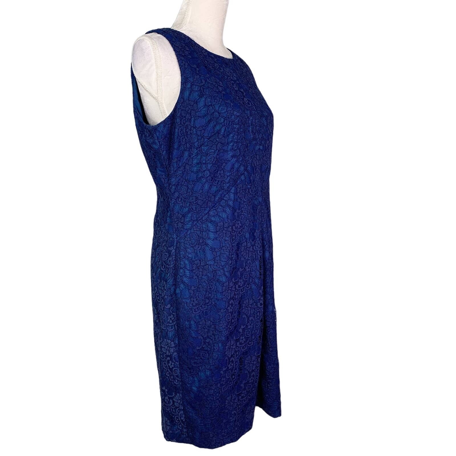 Vince Camuto Dress Size 14 Shift Blue Lace Sleeveless Lined Vince Camuto Dress Size 14 Shift Blue Lace Sleeveless Lined