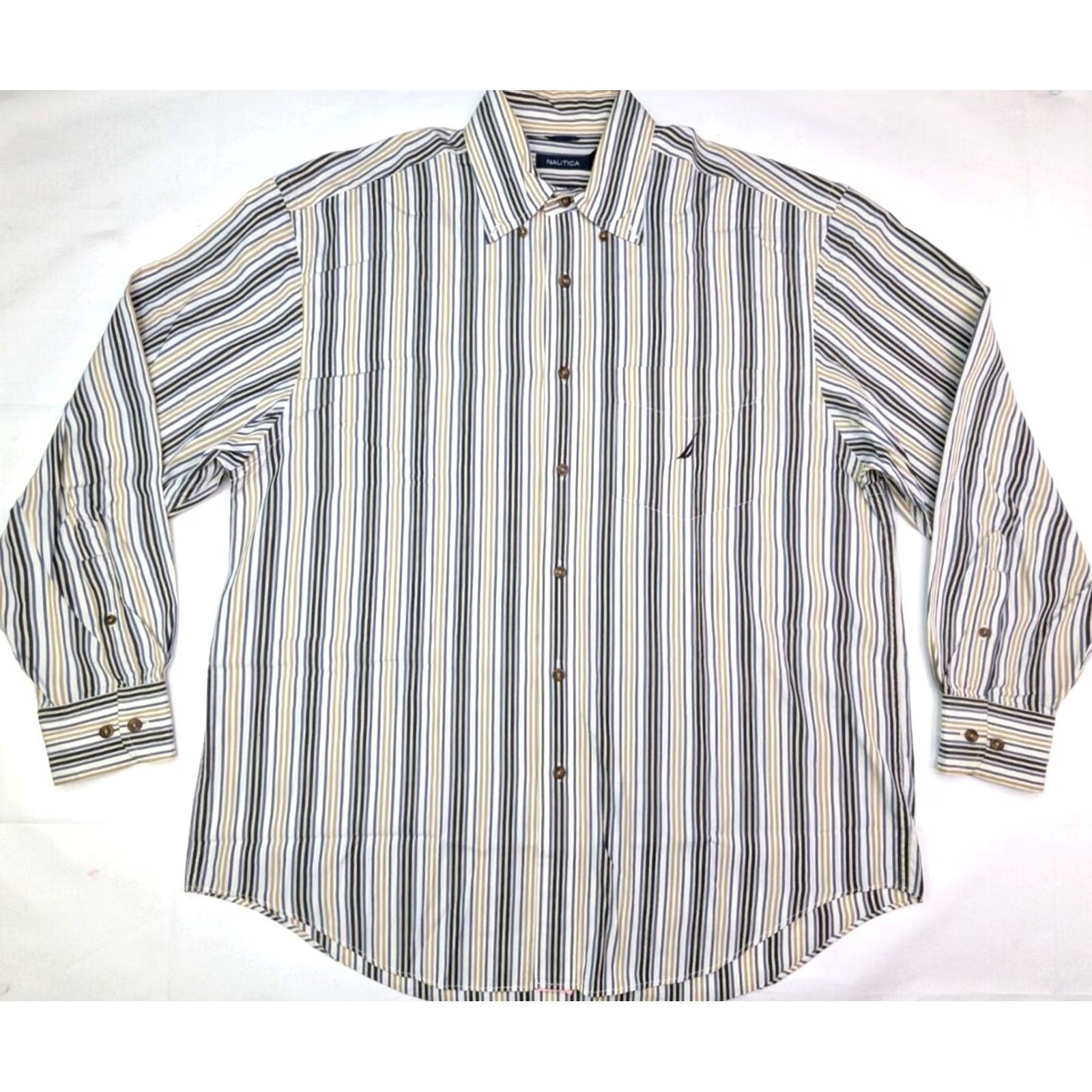 Nautica Nautica Dress Shirts LOT x 2 Sanded Poplin 80s 2-Ply Cotton Button LRG Men Size US L / EU 52-54 / 3 - 5 Thumbnail