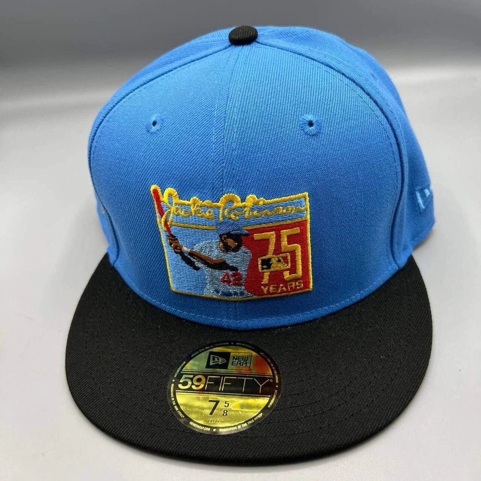 New Era Brooklyn Dodgers Jackie Robinson 42 Hat Men 7 5/8 MLB Fitted Size ONE SIZE - 3 Thumbnail