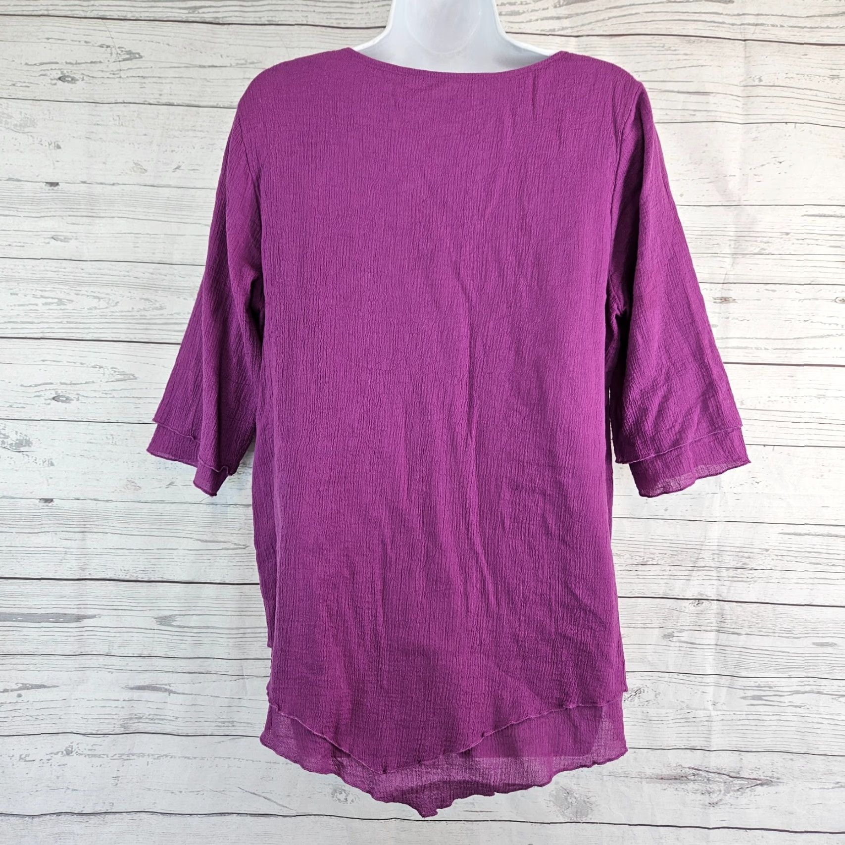 Soft Surroundings Soft Surroundings Womens Shirt Adult Small Solid Purple 3/4 Sleeve Cotton Blouse, Regular, Pullover, Casual, Spring Summer Fall, Womens Size S / US 4 / IT 40 - 3 Thumbnail