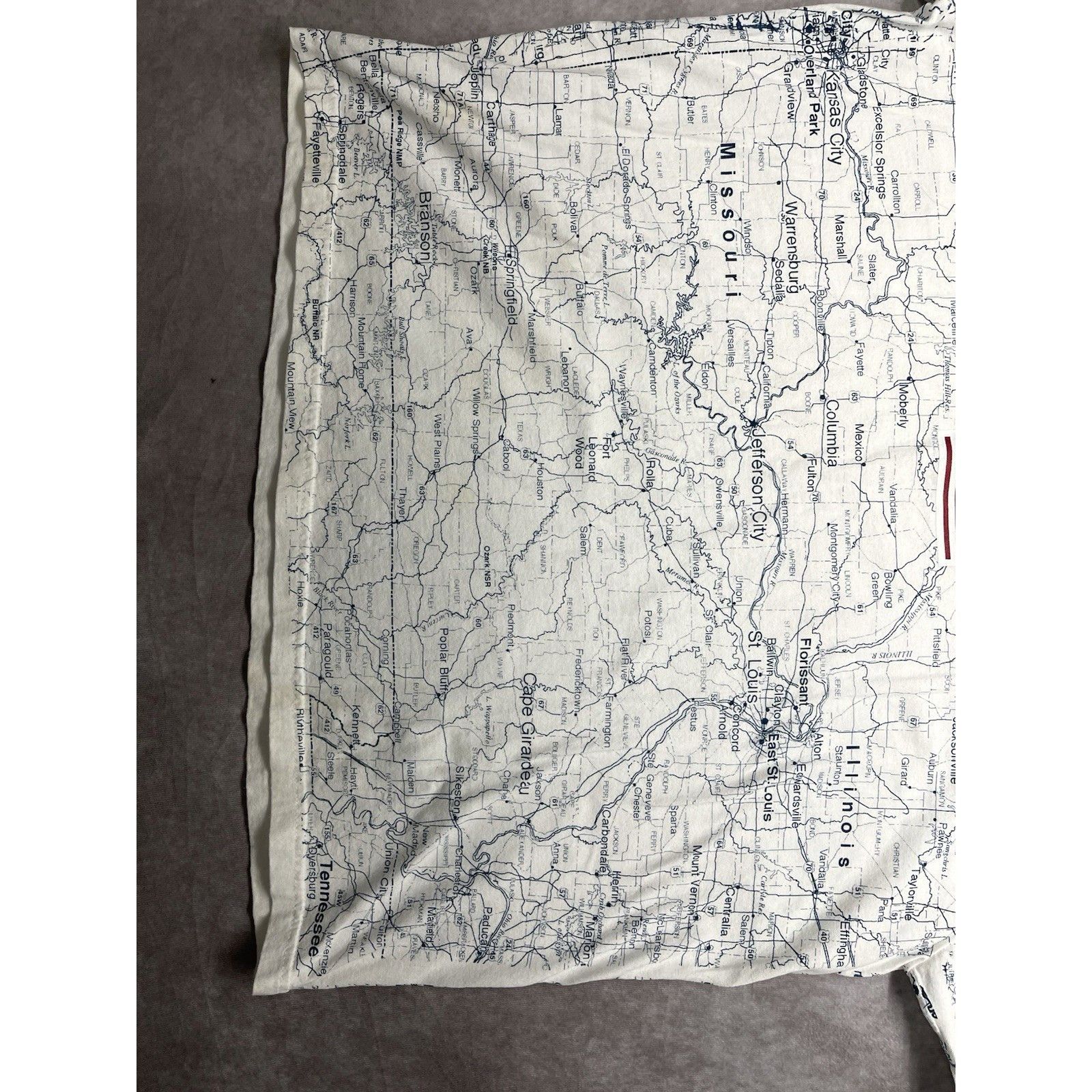 TEE JAYS VTG 90s Tee Jays Missouri USA Map T-Shirt AOP XL White KC St Size US XL / EU 56 / 4 - 8 Thumbnail