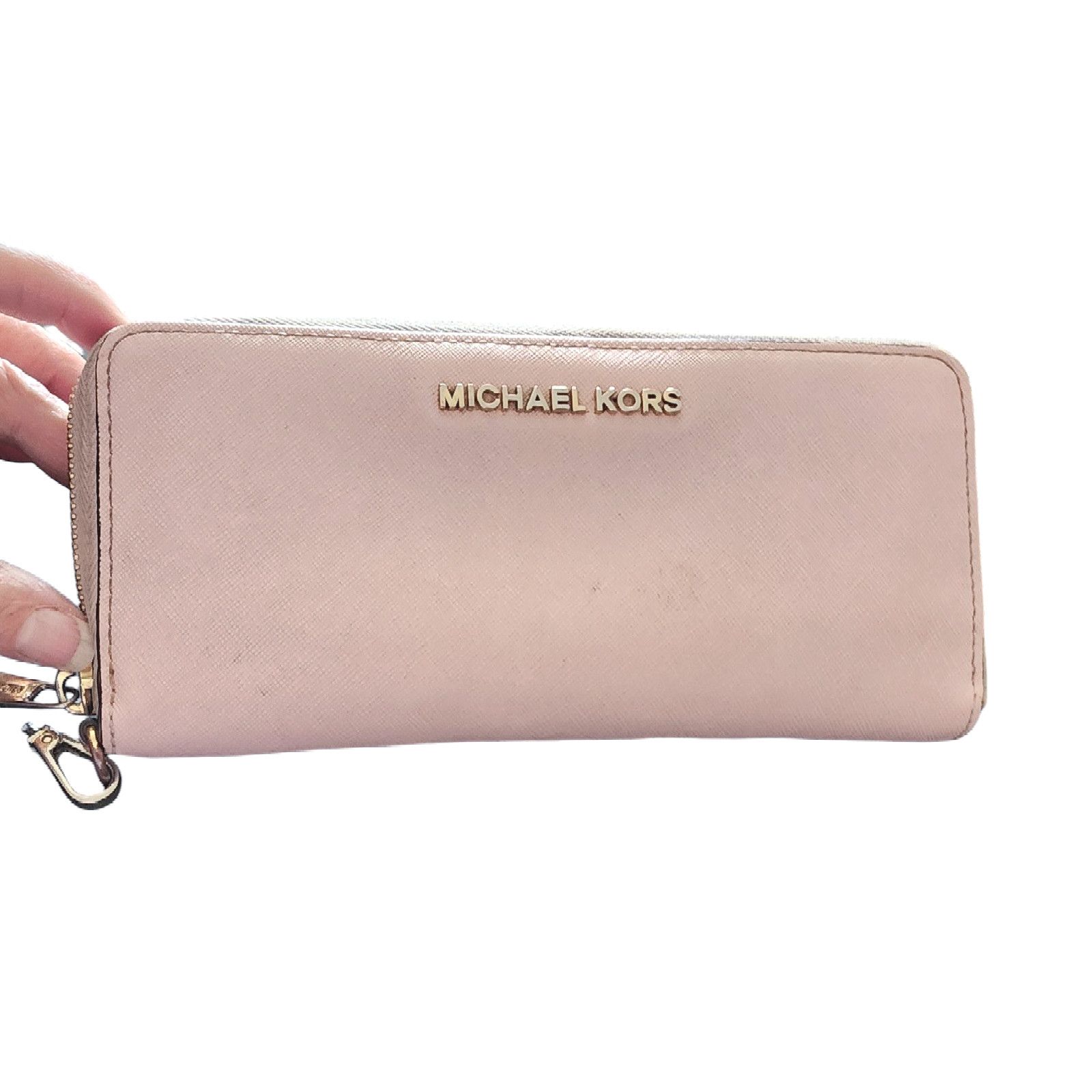 Michael Kors pink Jet Set Travel Saffiano Leather Wallet