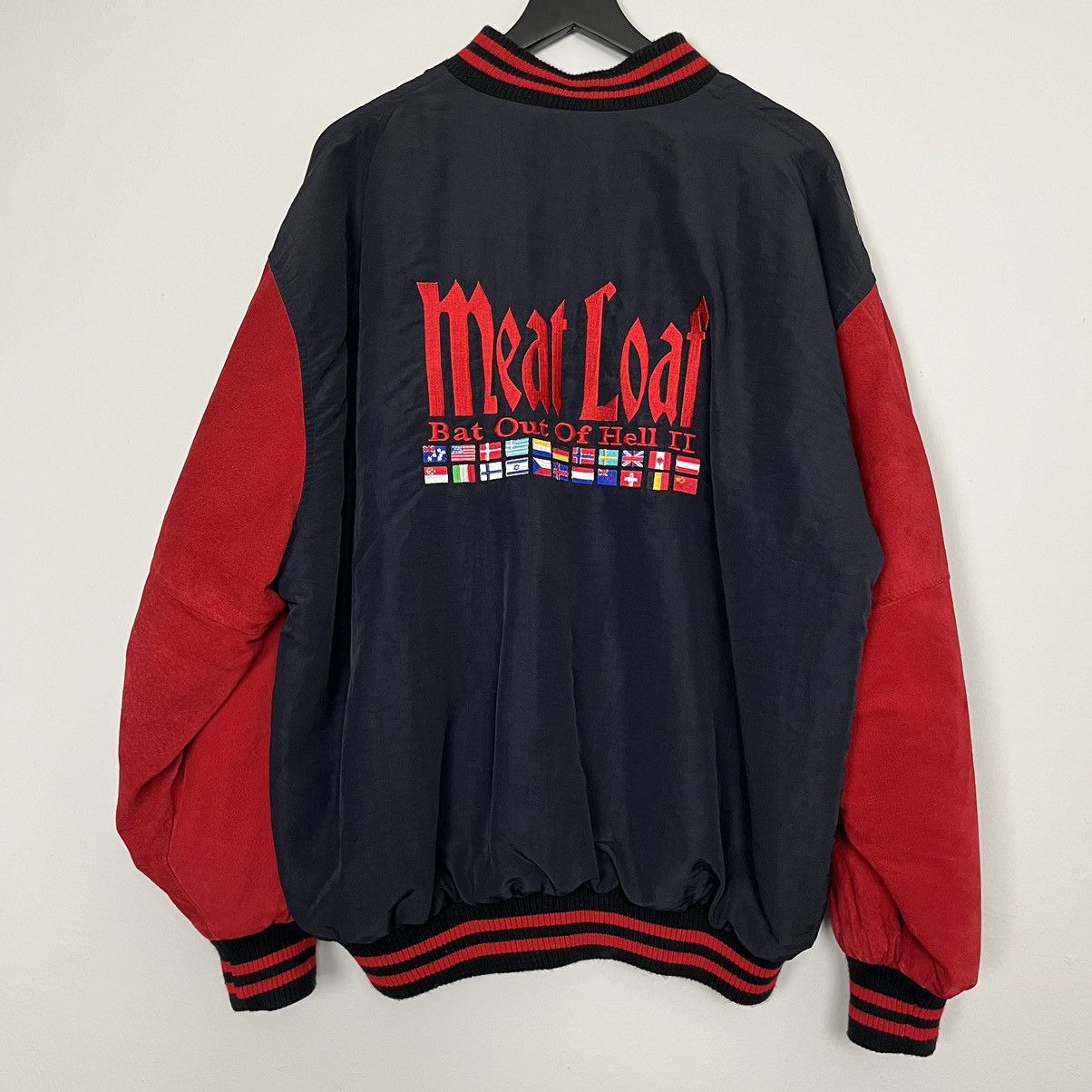 image of Band Tees x Made In USA Vintage Meat Loaf Bat Out Of Hell Ii Varsity Jacket 90’S in Black (Size XL)