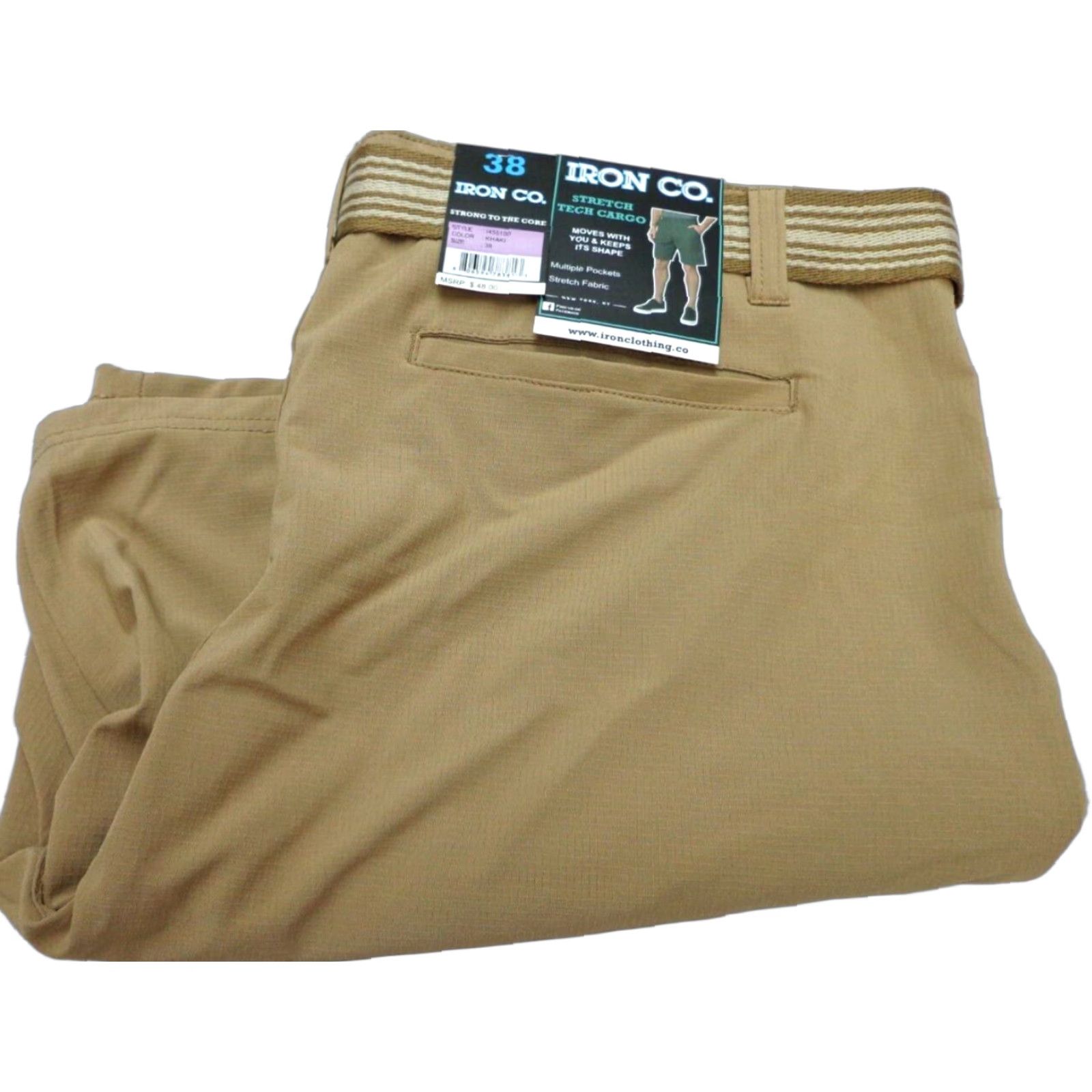 Vintage IRoN CO. Cargo Shorts Belted Beige Khaki Size 38 NEW Mens Cargo Shorts Belted 38 Beige Iron Co. Size US 38 / EU 54 - 1 Thumbnail