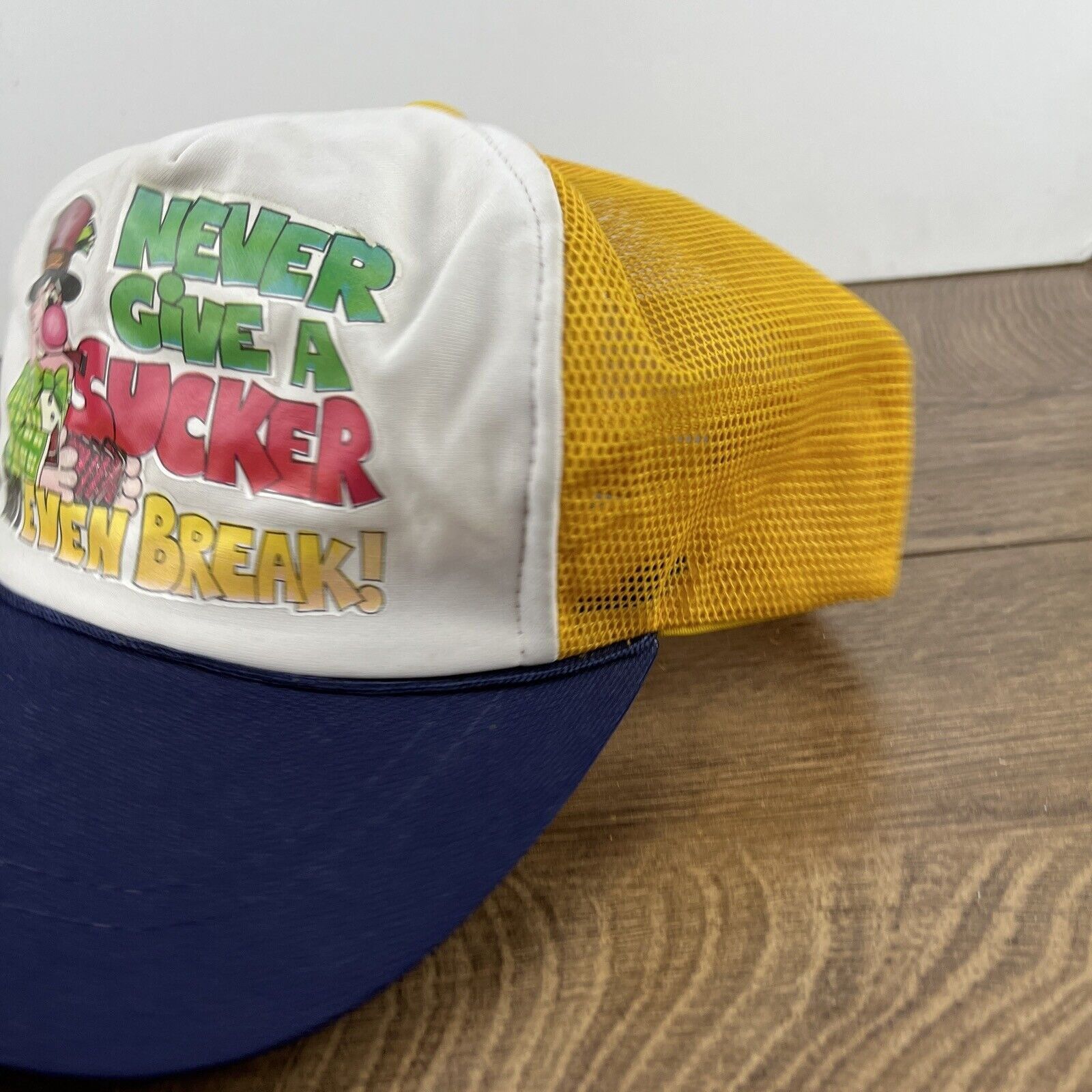 Other Never Give a Sucker an Even Break Yellow Hat Adjustable Adul Size ONE SIZE - 9 Thumbnail