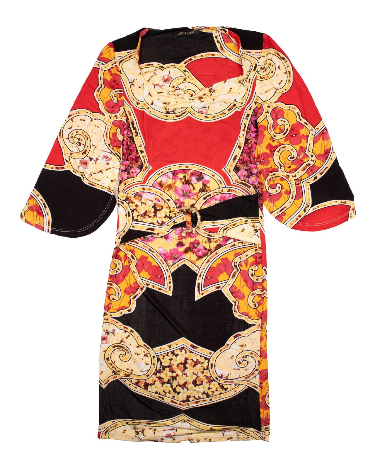 Roberto Cavalli Women's Roberto Cavalli Vintage Floral Abstract Midi Dress Size M / US 6-8 / IT 42-44 - 2 Thumbnail