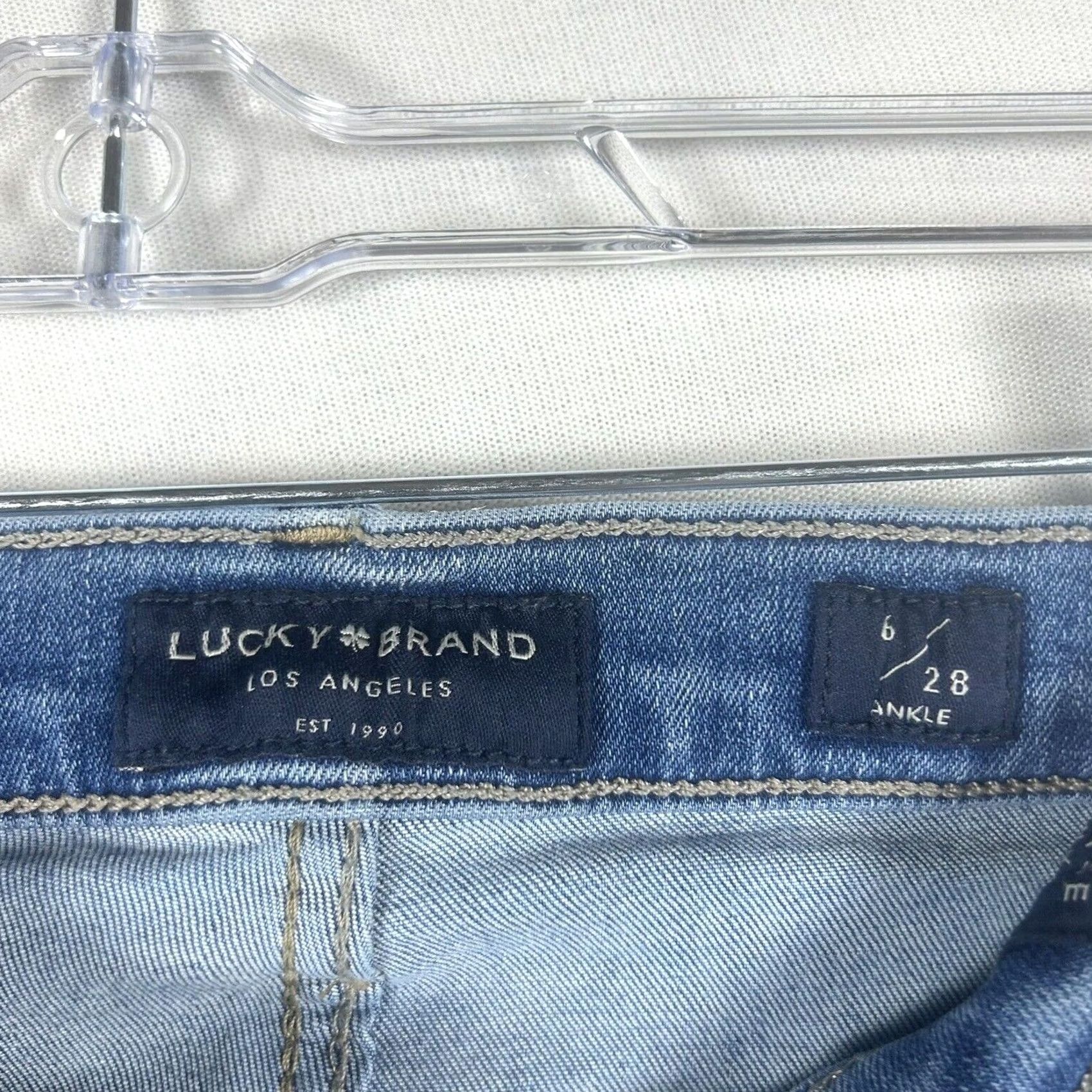Lucky Brand Lucky Brand Jeans Ankle Button Fly Raw Hem High Rise Crop Women's 6 Blue Denim Size 28" / US 6 / IT 42 - 2 Thumbnail