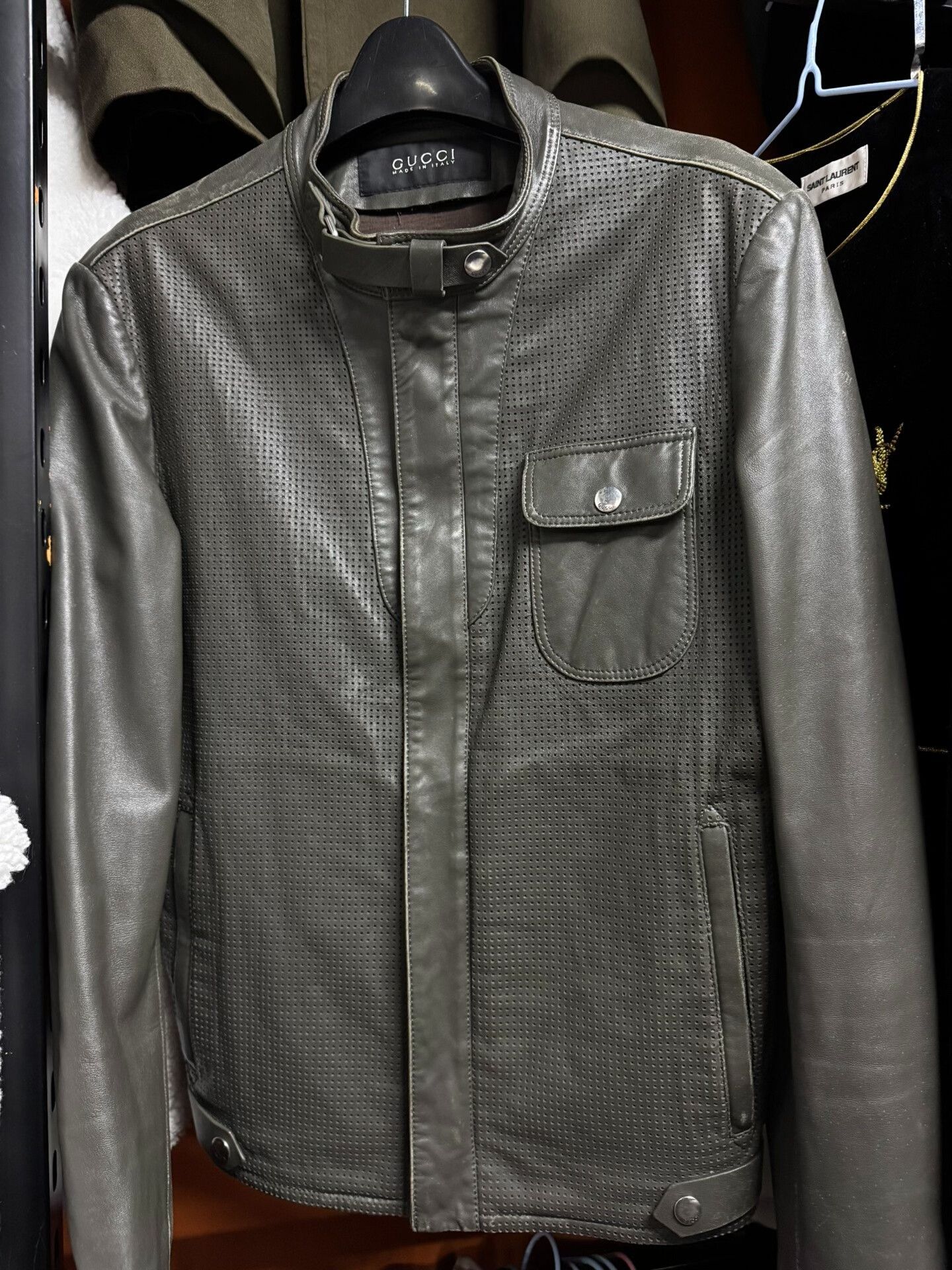 Gucci Gucci Tom Ford Perforated Lambskin Biker Jacket Size US S / EU 44-46 / 1 - 1 Thumbnail