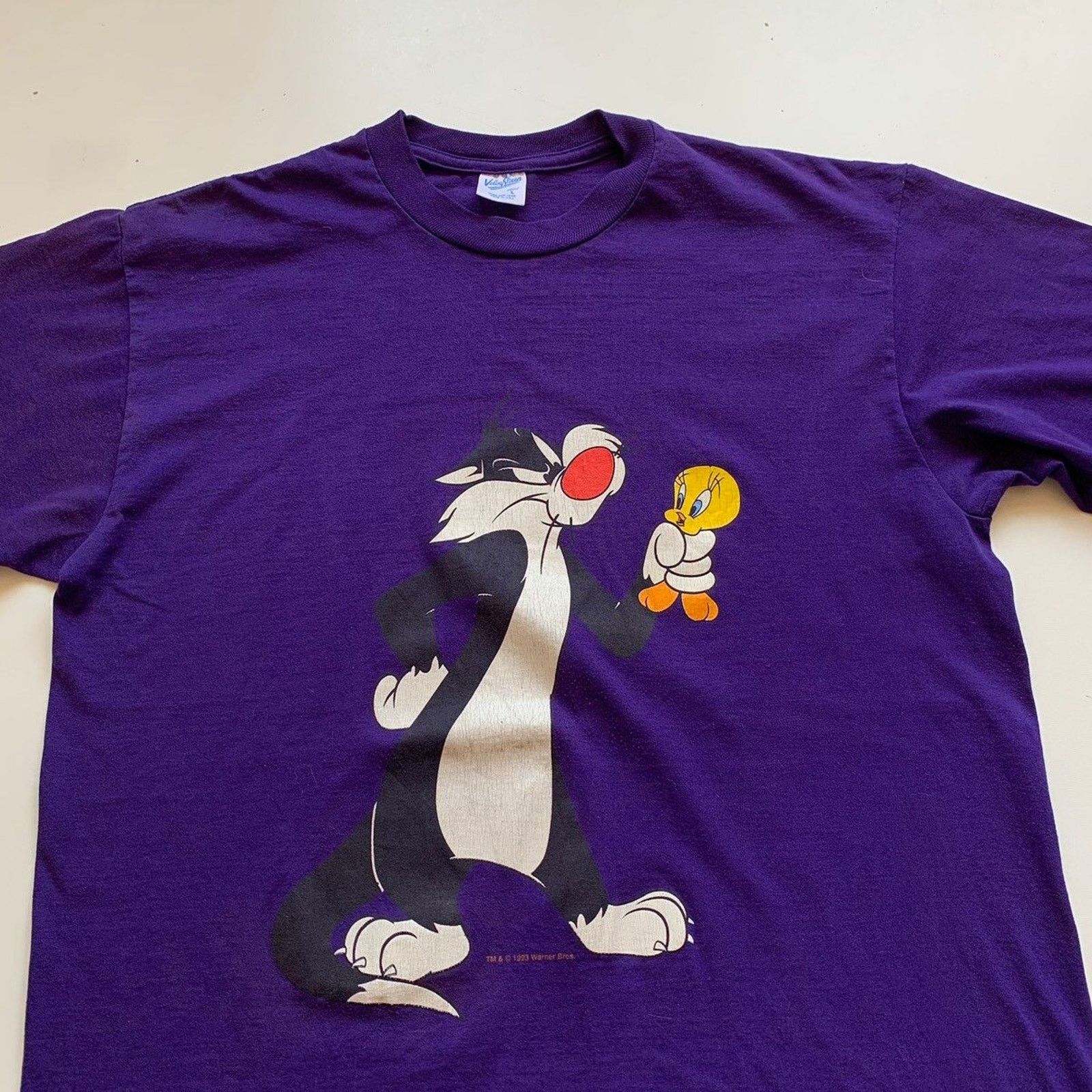 Velva Sheen Vintage 90s Sylvester & Tweety Looney Tunes T Shirt Large Size US L / EU 52-54 / 3 - 2 Thumbnail